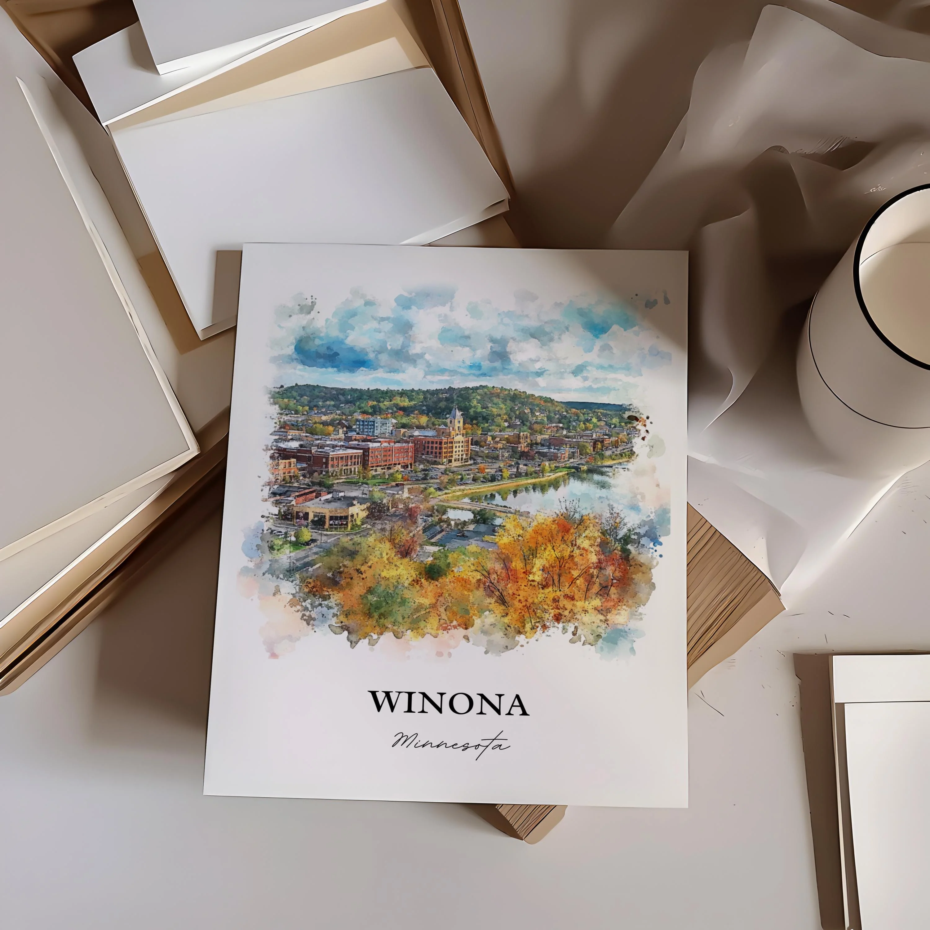 Winona, Minnesota – Watercolor Art Print - Image 4