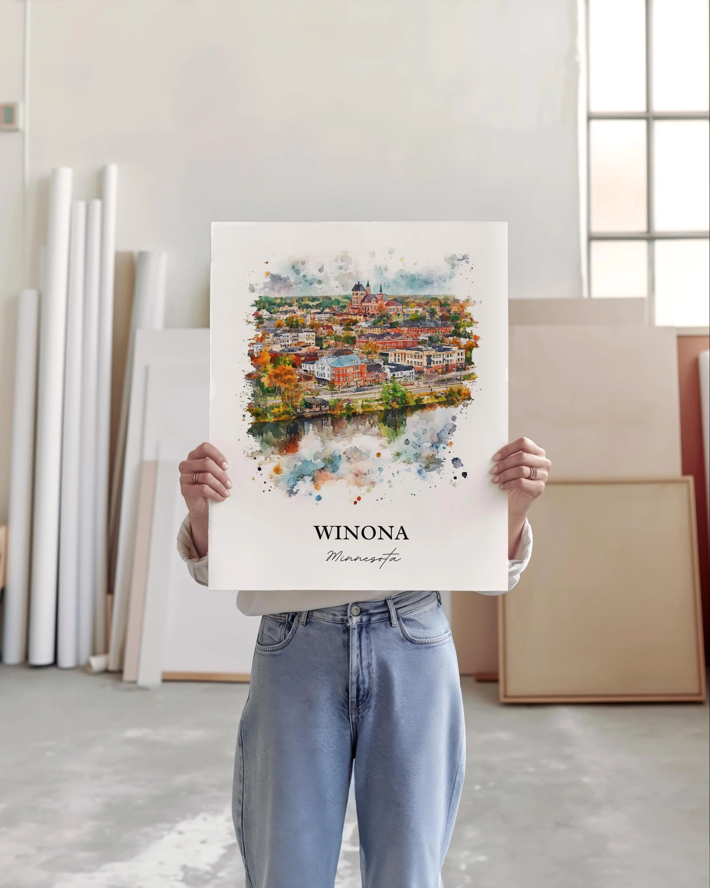 Winona, MN, USA – Watercolor Art Print - Image 3