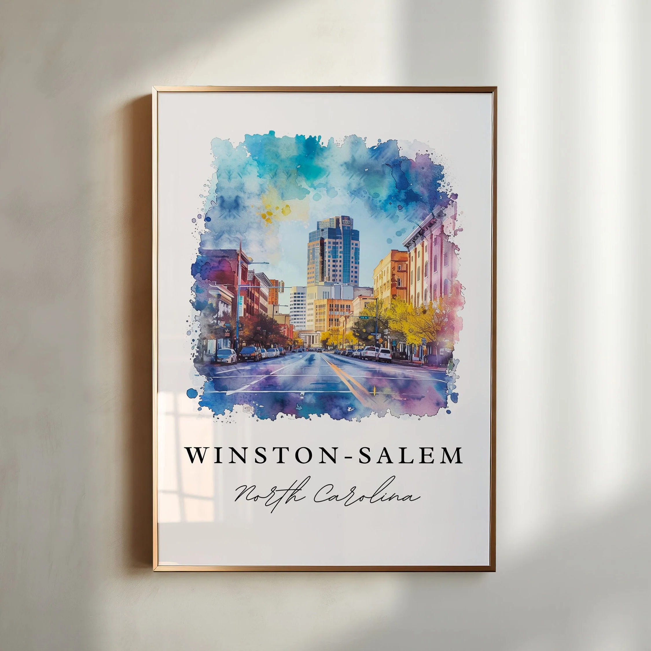 Winston-Salem, North Carolina Watercolor Art Print