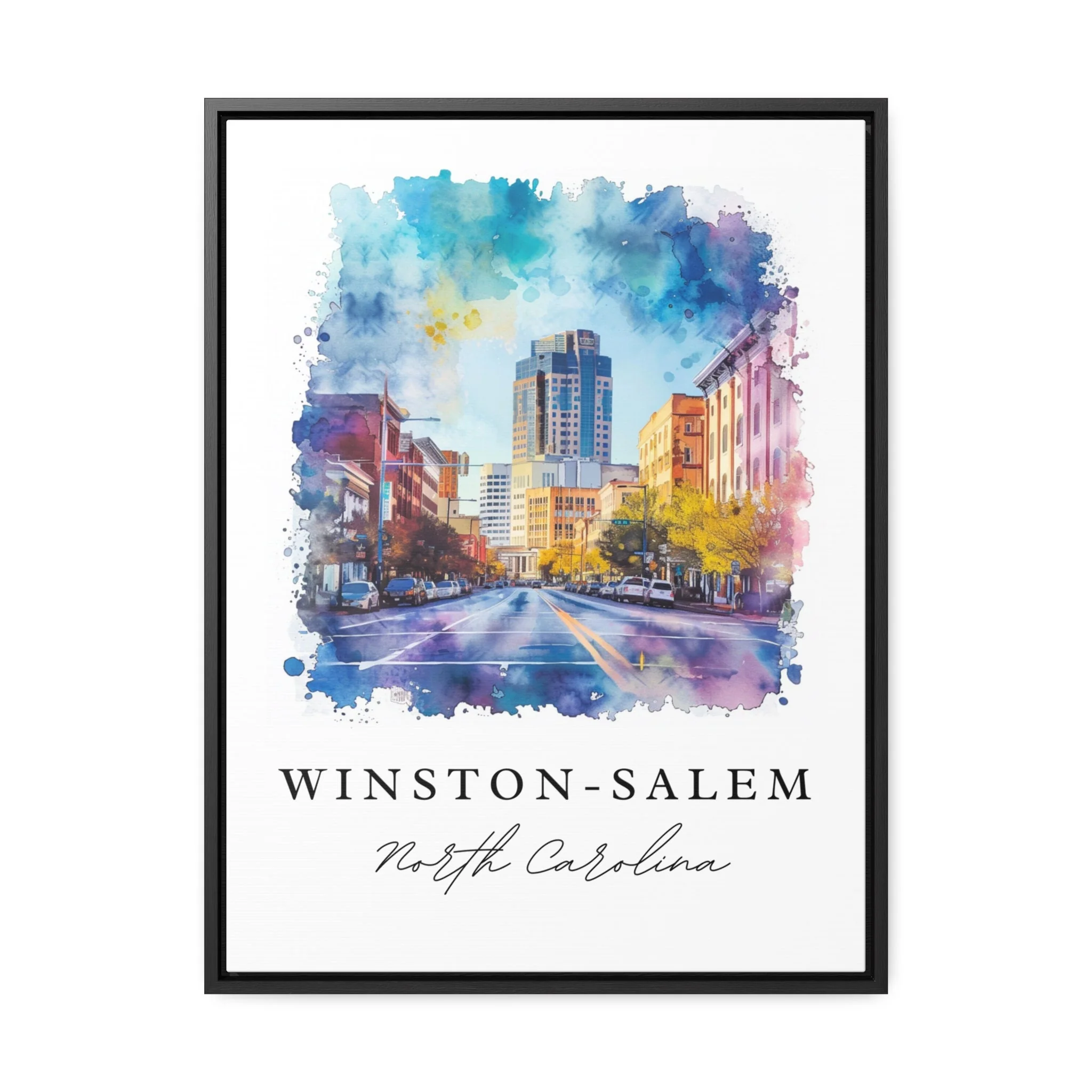 Winston-Salem, North Carolina Watercolor Art Print - Image 4