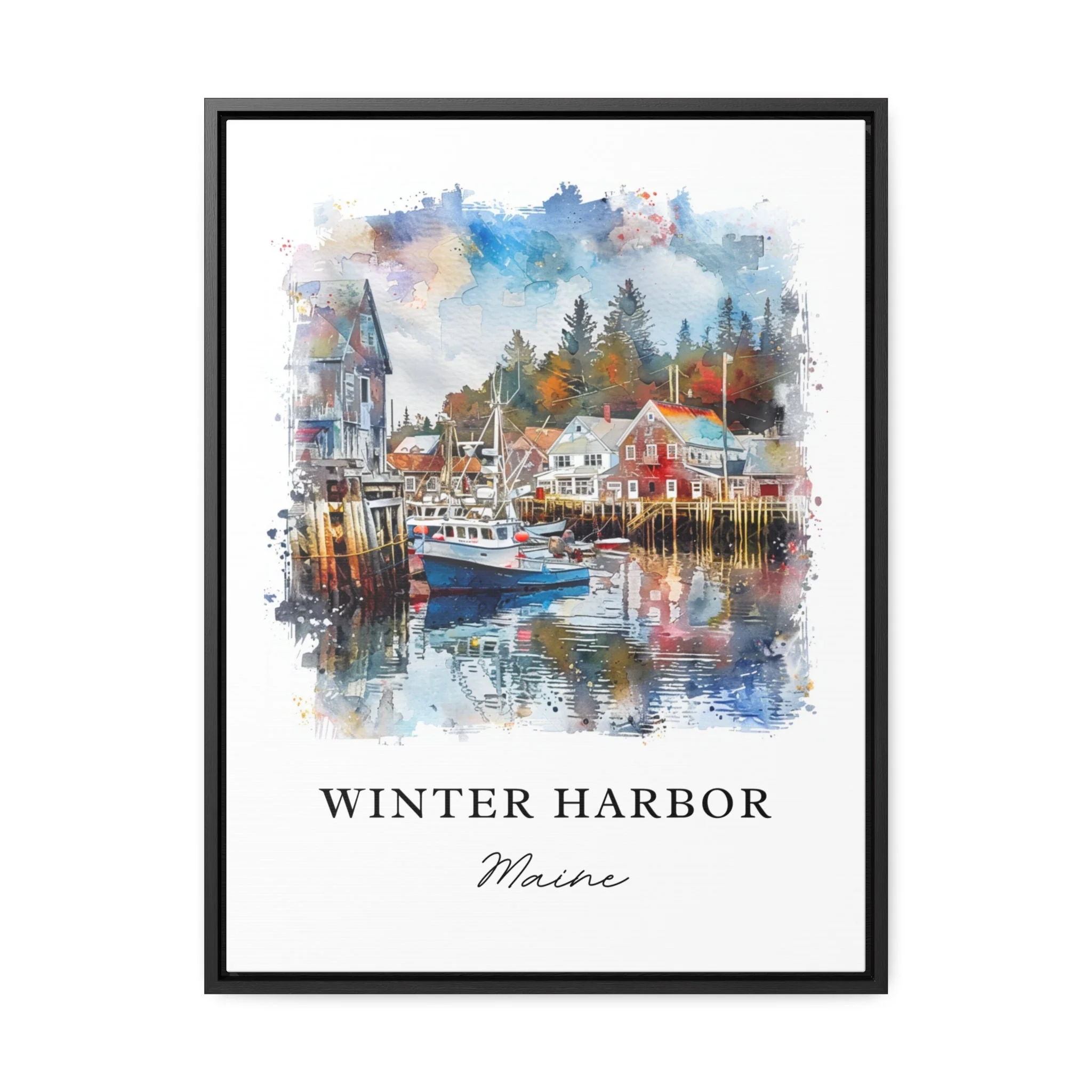 Winter Harbor, ME, USA – Watercolor Art Print - Image 5