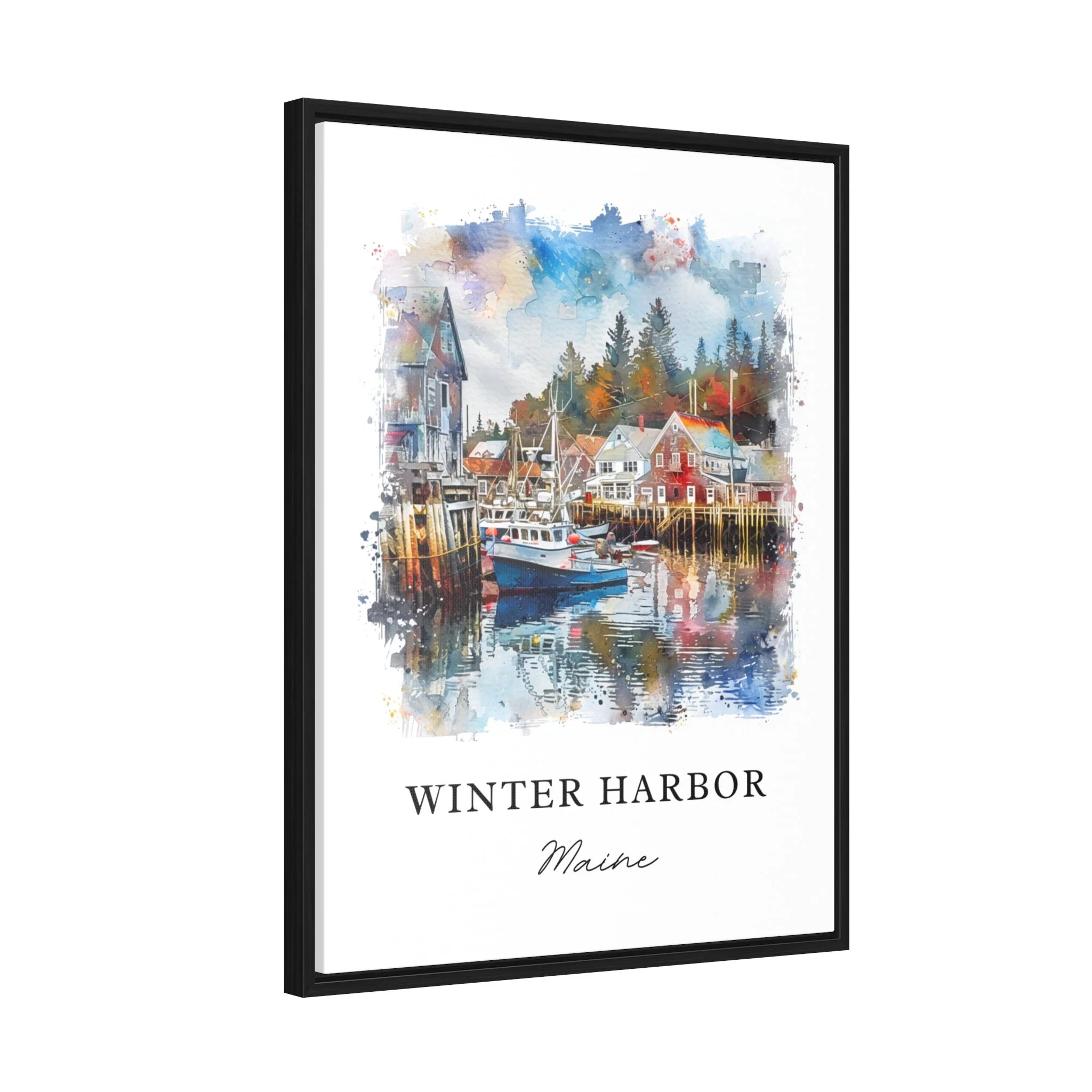 Winter Harbor, ME, USA – Watercolor Art Print - Image 6