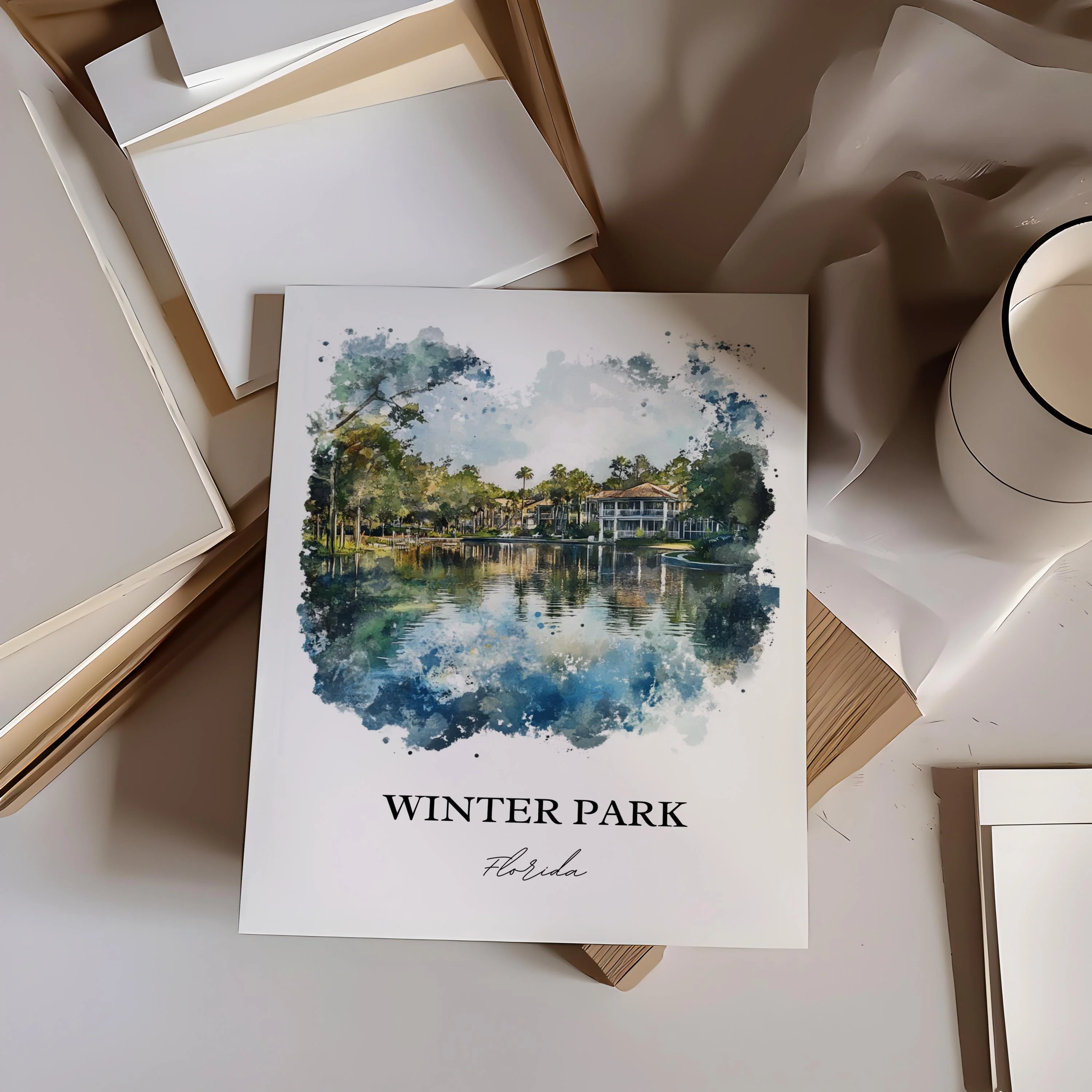 Winter Park, FL, USA – Watercolor Art Print - Image 3