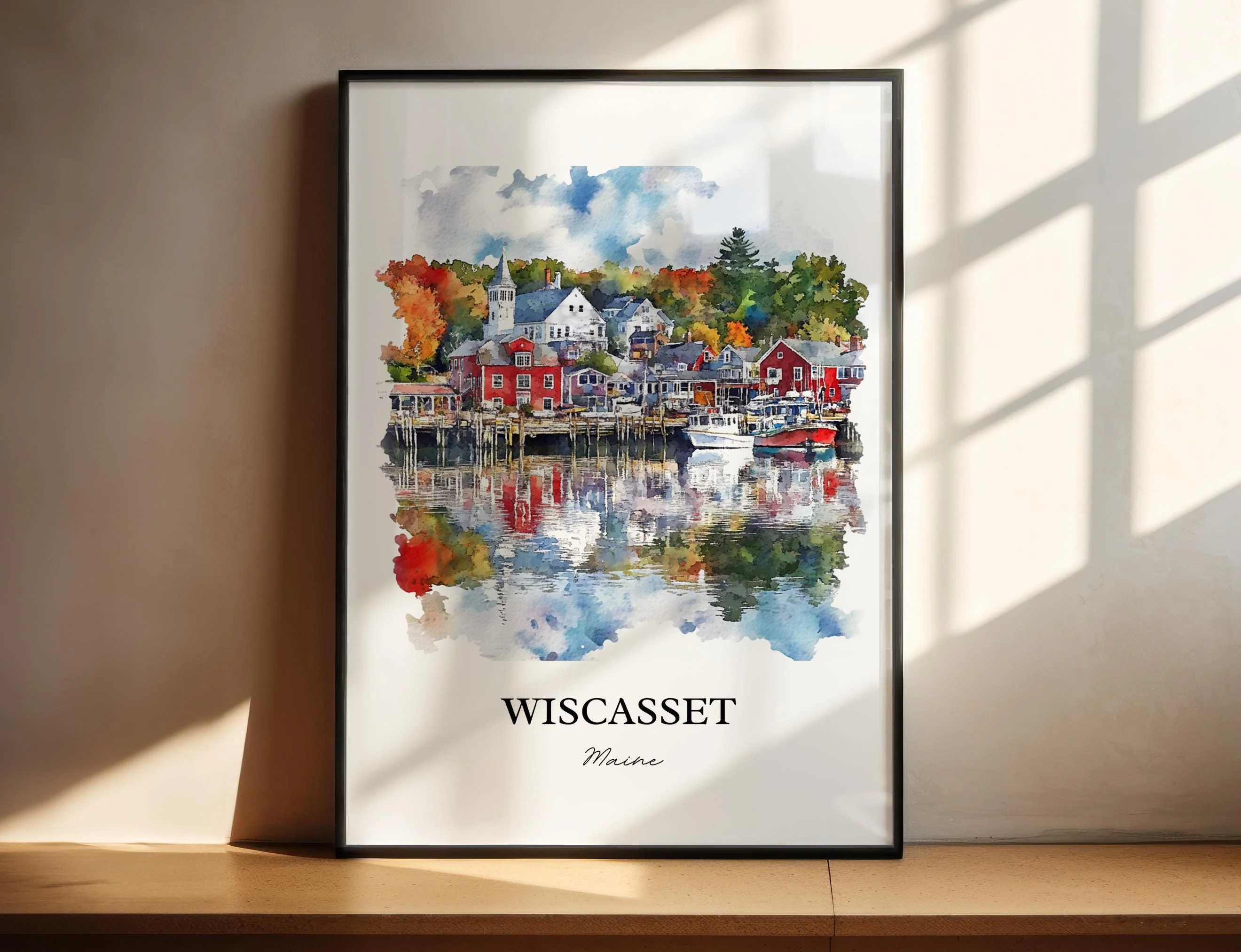 Wiscasset, ME, USA – Watercolor Art Print