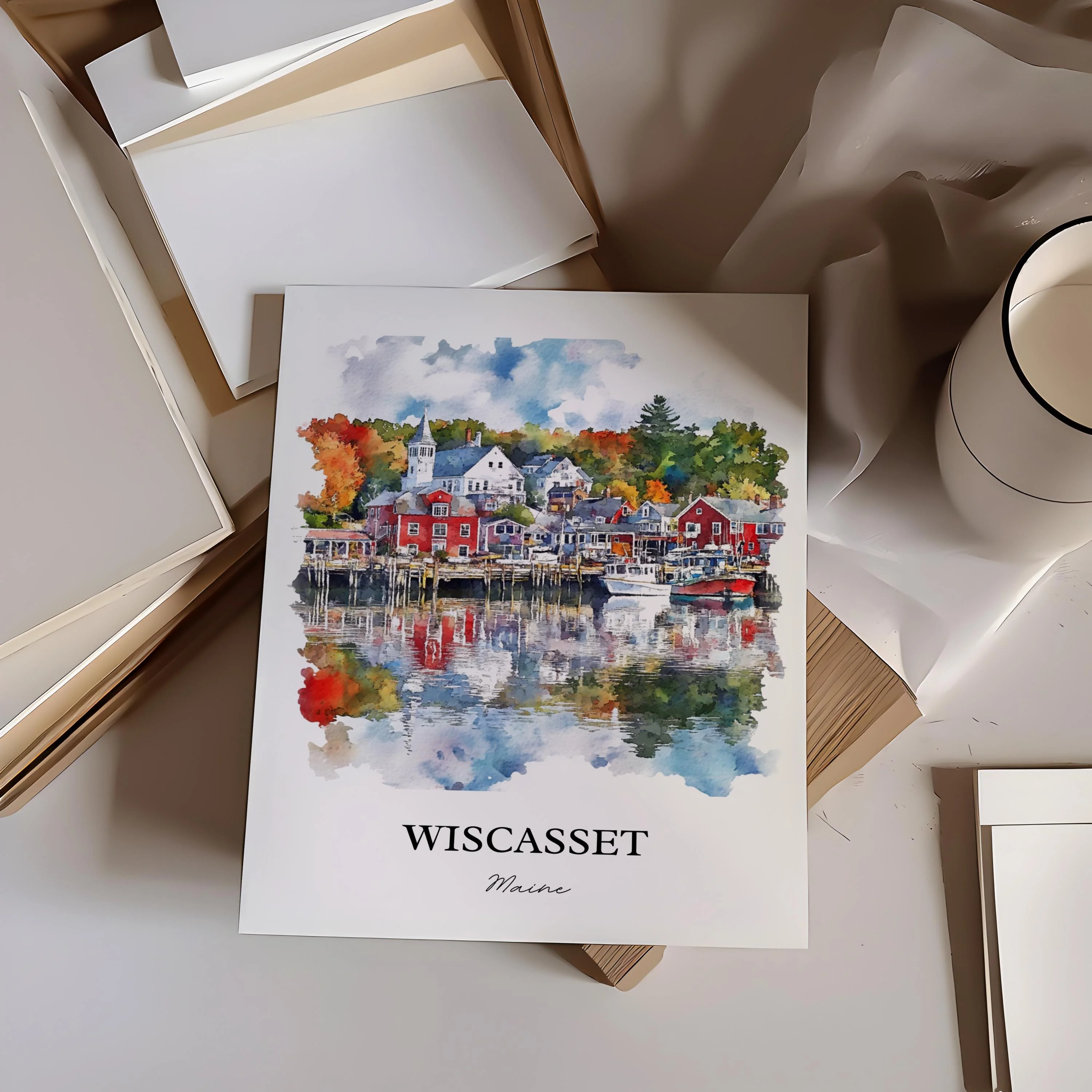 Wiscasset, ME, USA – Watercolor Art Print - Image 3