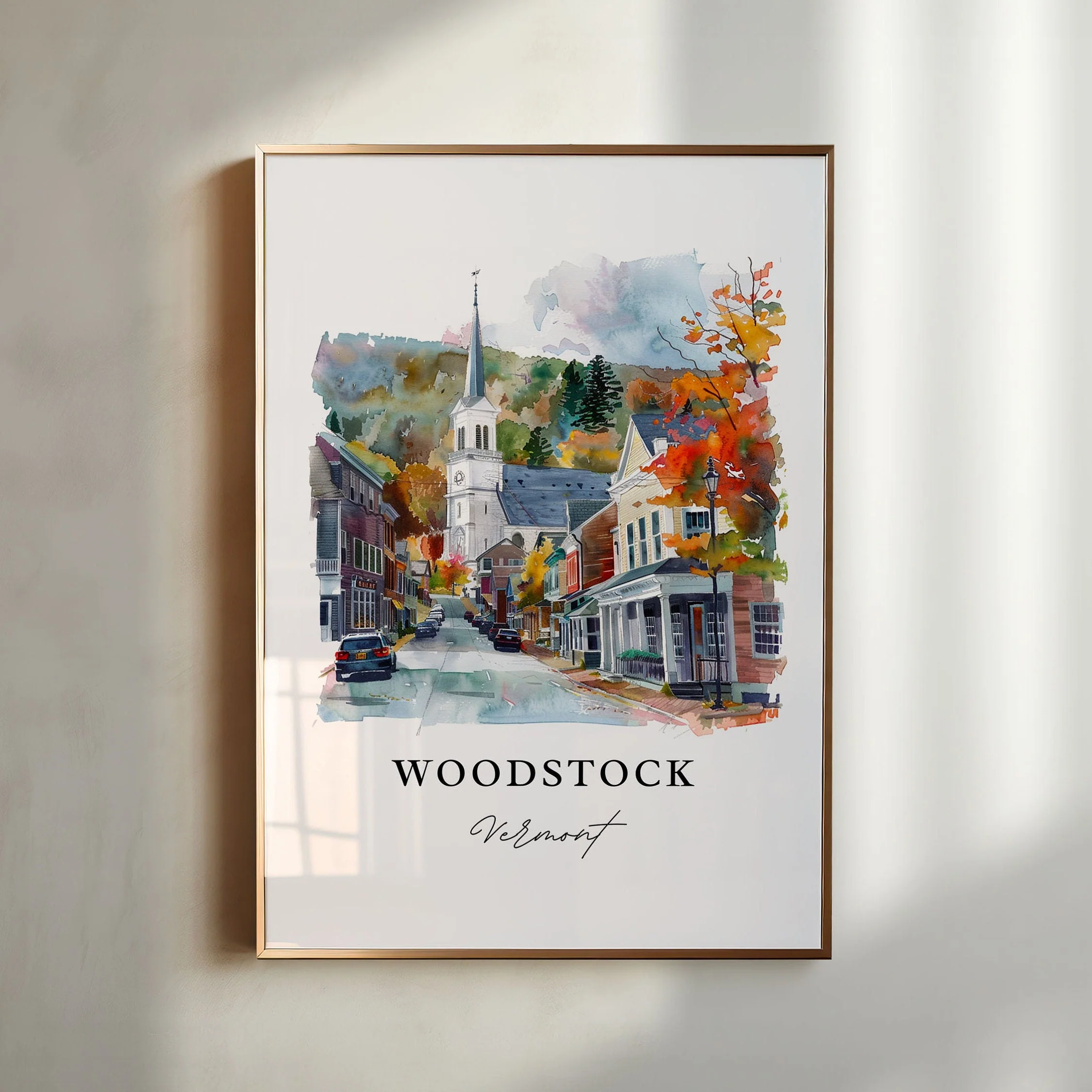 Woodstock, Vermont, Vermont – Watercolor Art Print