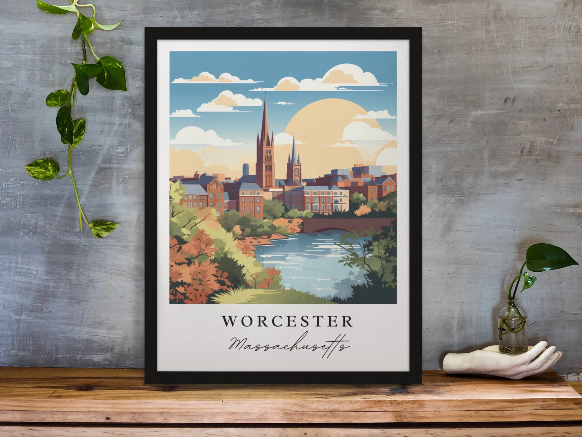 Worcester, Massachusetts – Watercolor Art Print