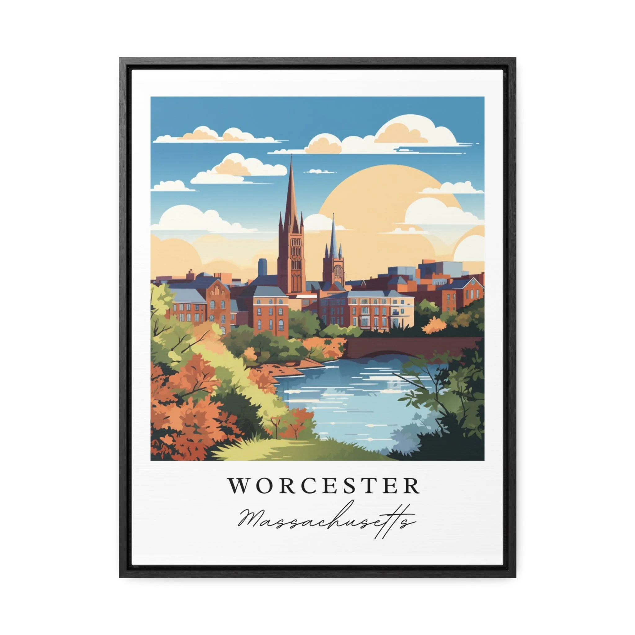 Worcester, Massachusetts – Watercolor Art Print - Image 2