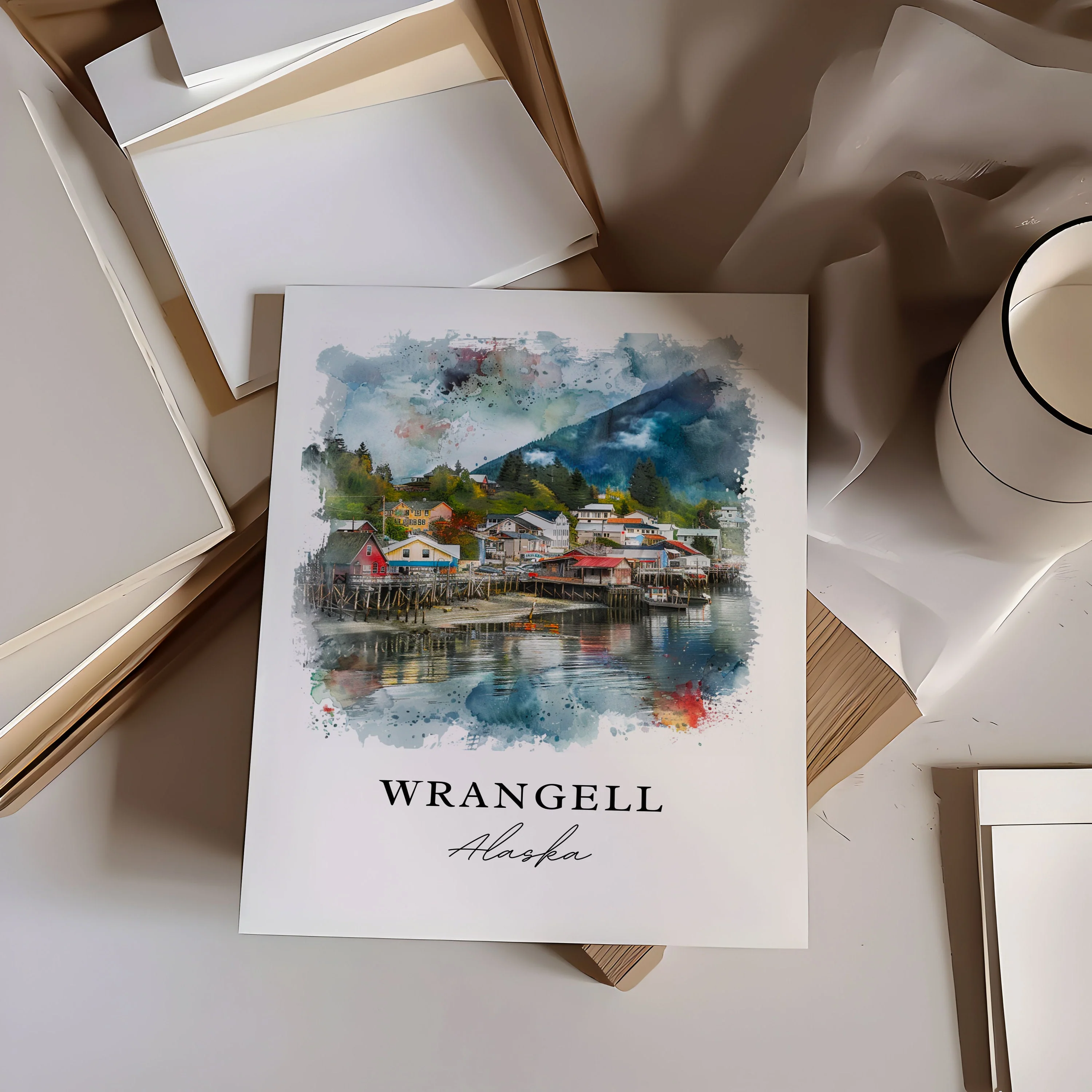 Wrangell, Alaska, Alaska – Watercolor Art Print - Image 2