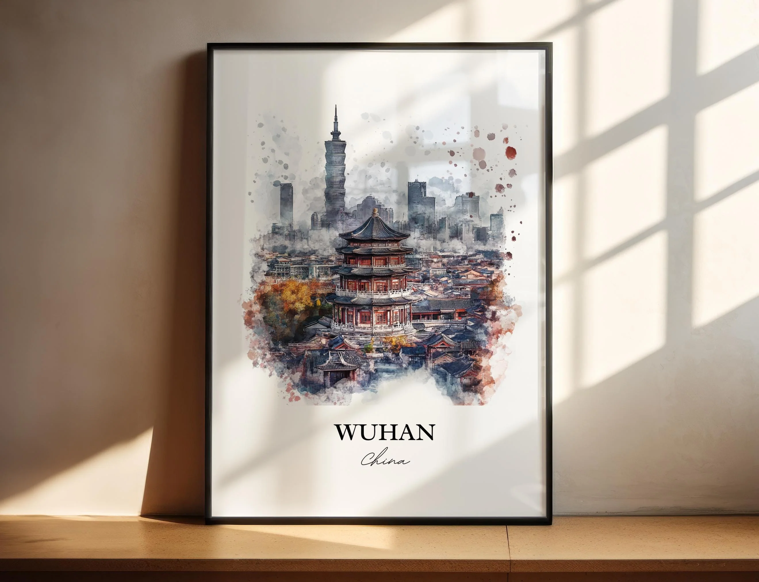 Wuhan, China – Watercolor Art Print
