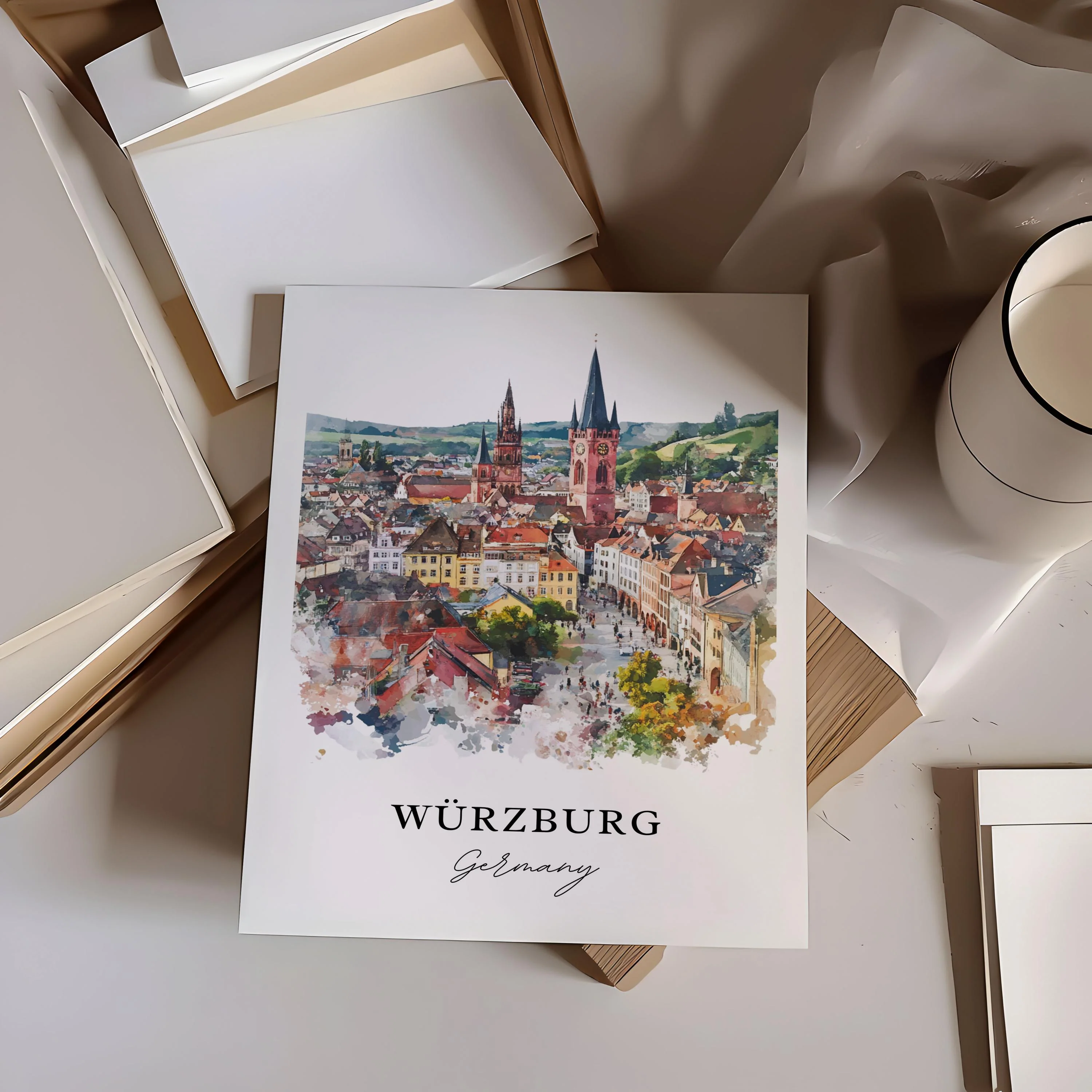 Wurzburg, Germany – Watercolor Art Print - Image 2