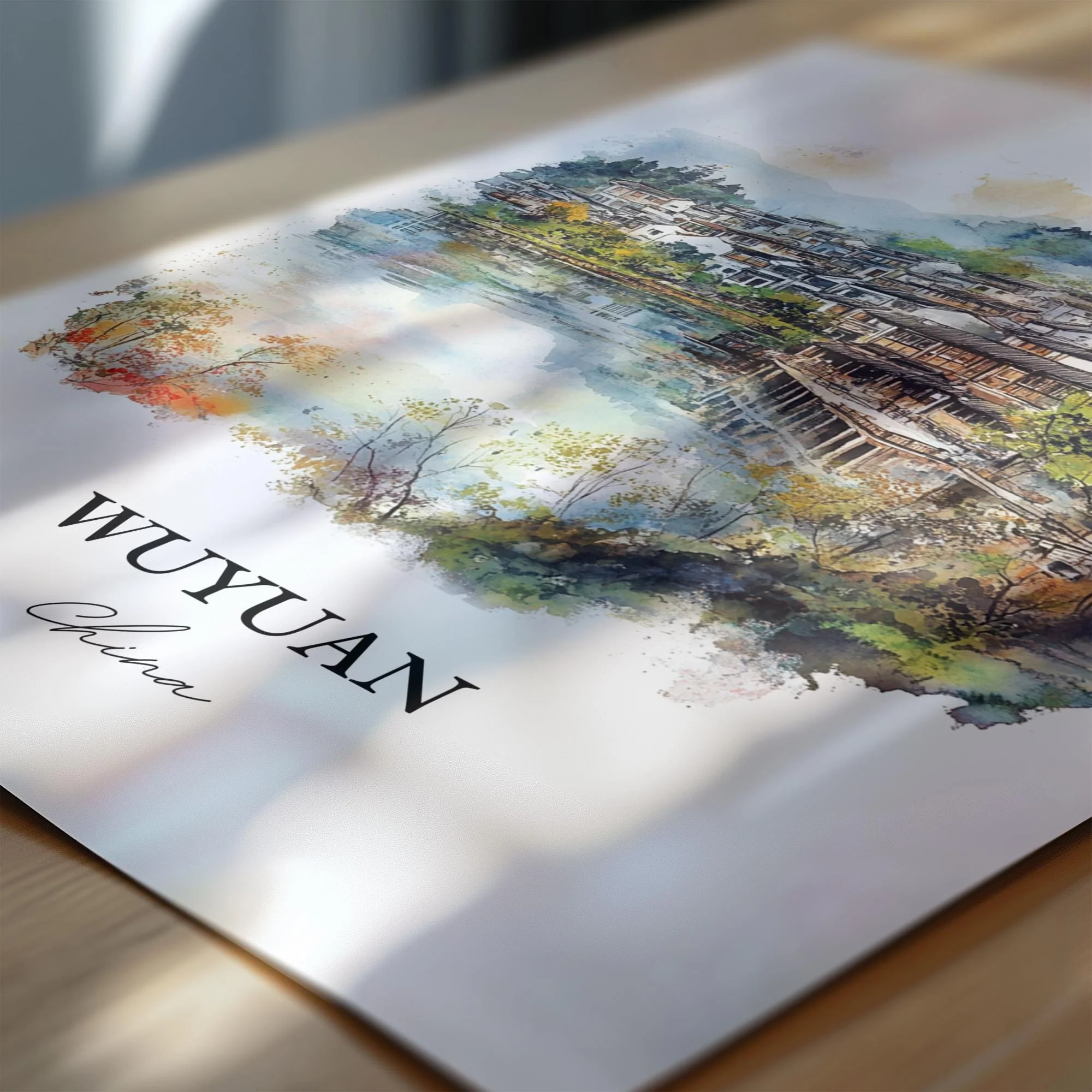 Wuyuan, China – Watercolor Art Print - Image 2