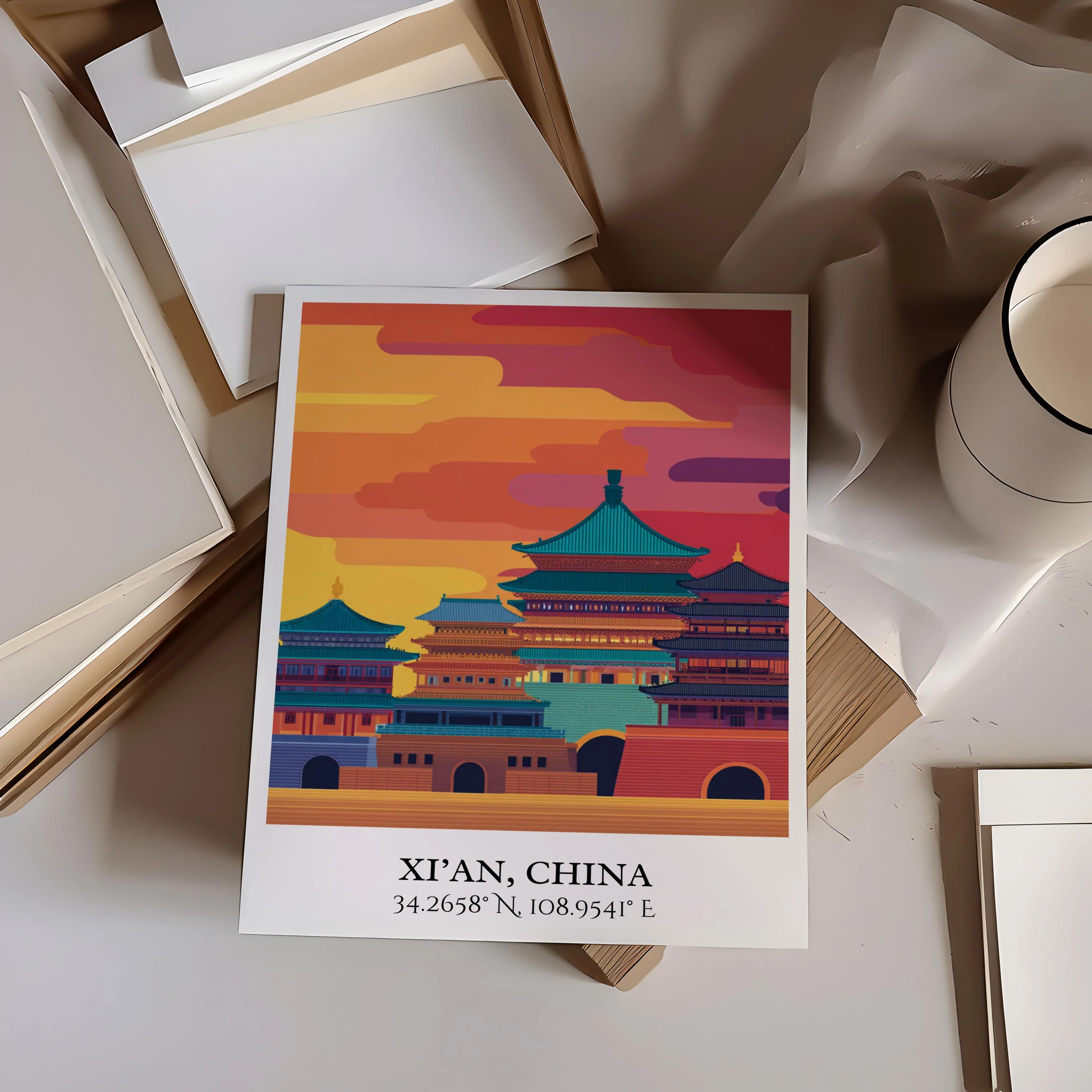 Xi'an, China – Watercolor Art Print - Image 4