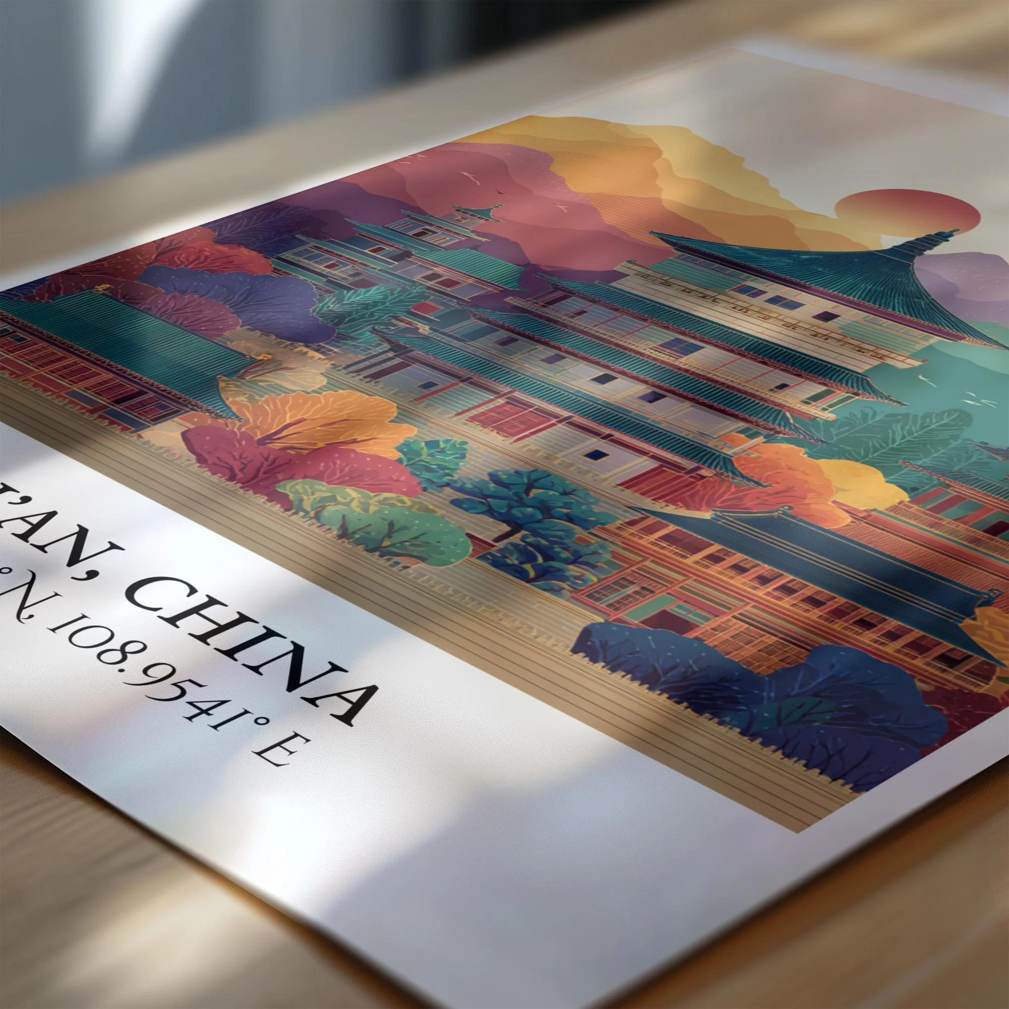 Xi'an, China – Watercolor Art Print - Image 2