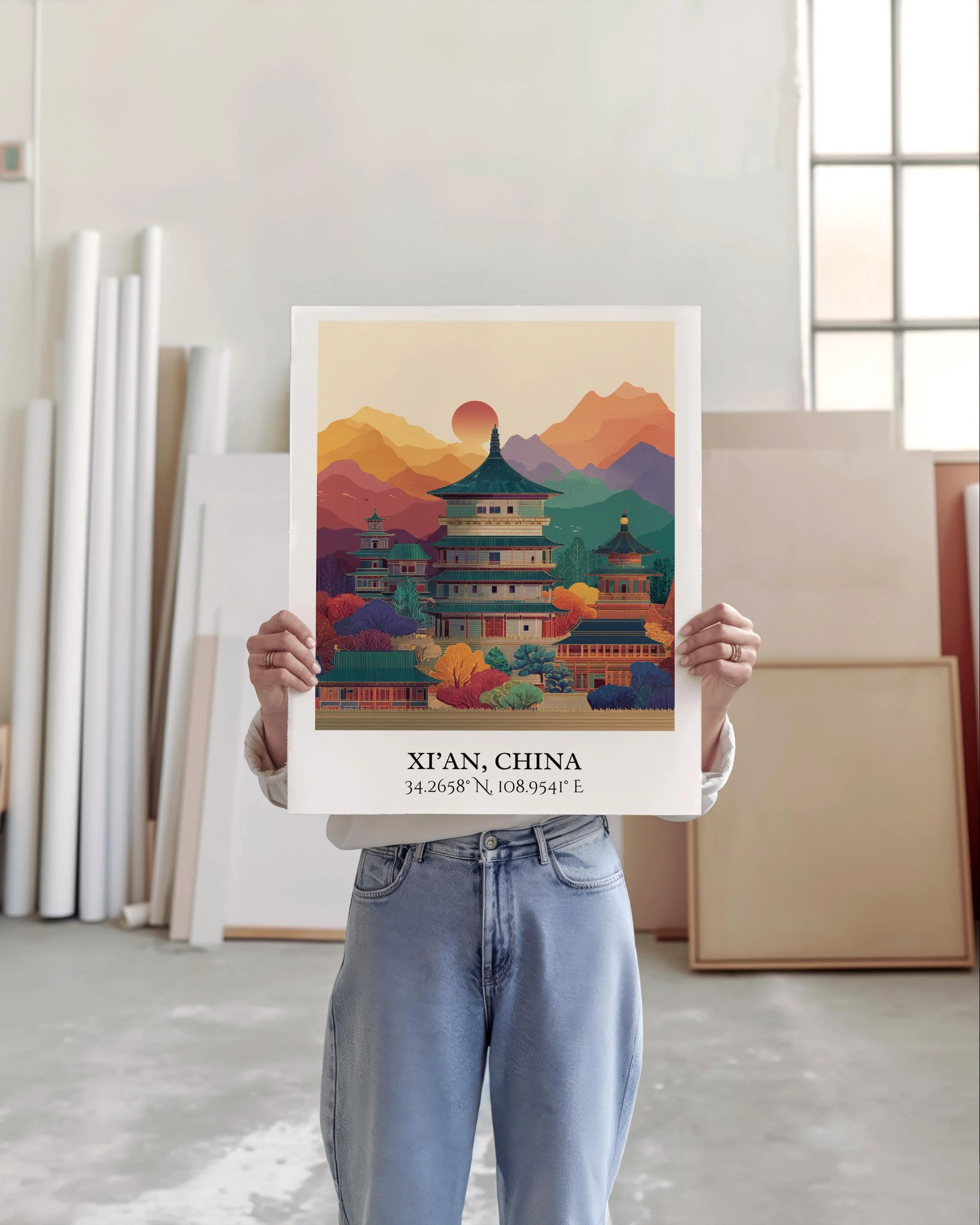 Xi'an, China – Watercolor Art Print - Image 3