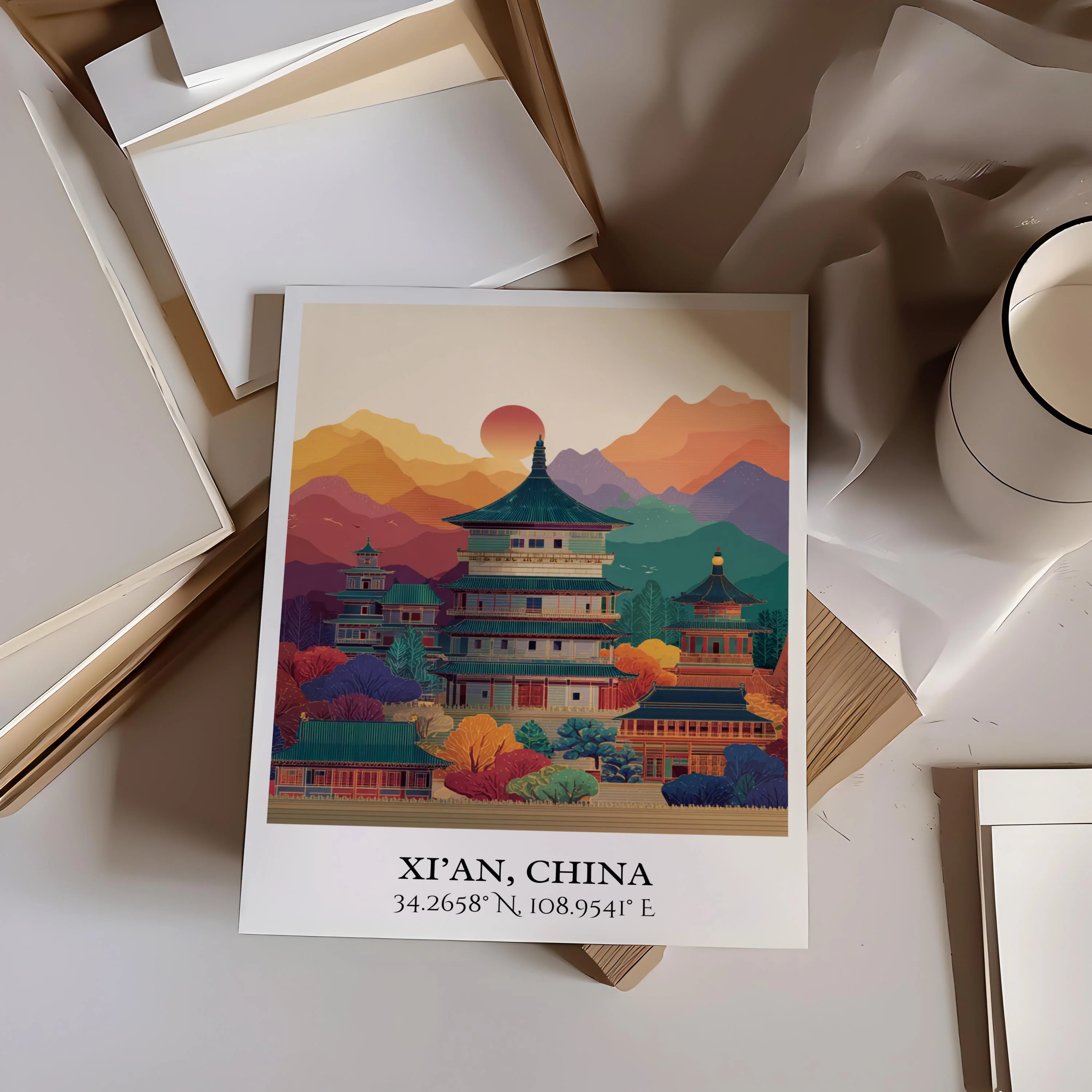 Xi'an, China – Watercolor Art Print - Image 4