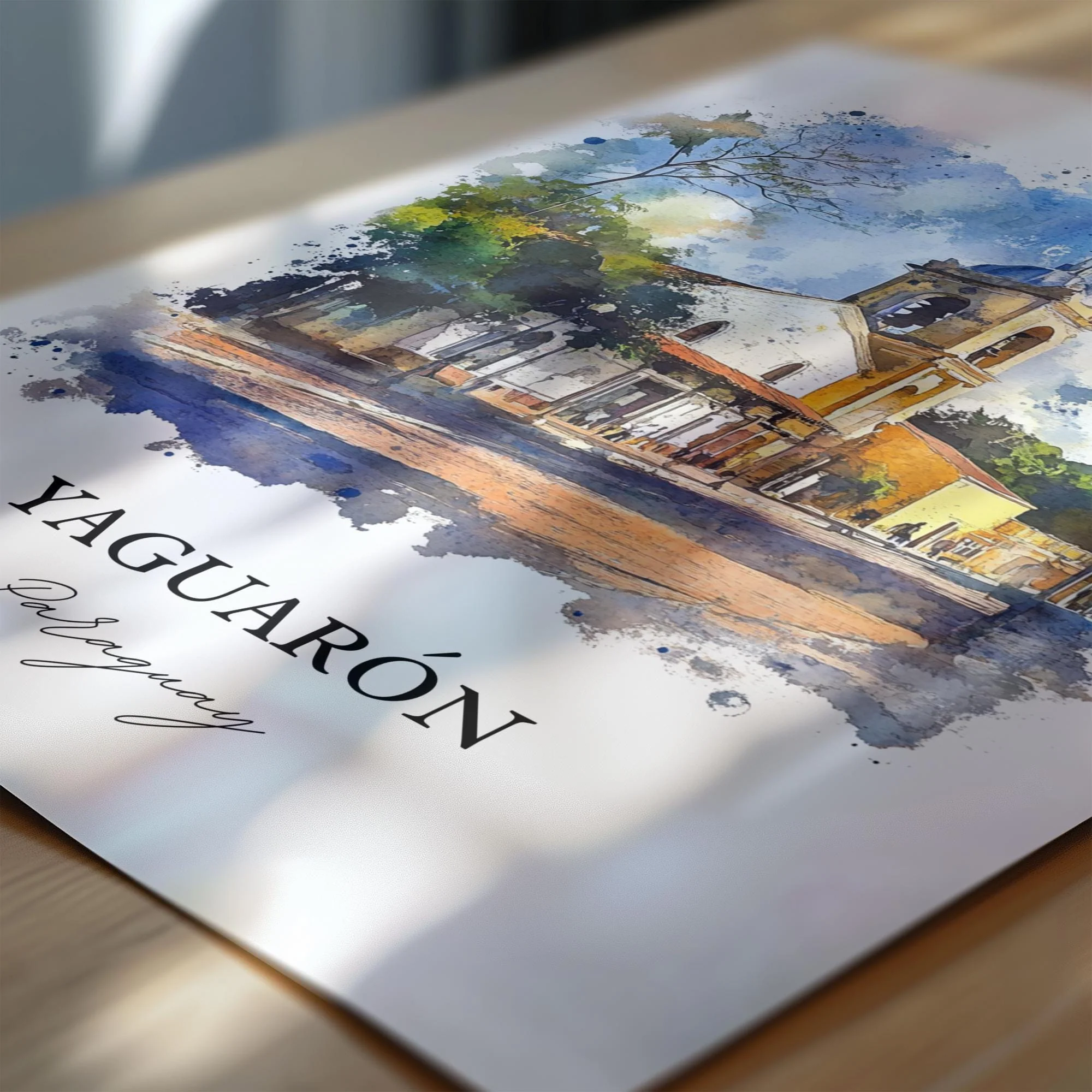 Yaguarón, Paraguay – Watercolor Art Print - Image 2