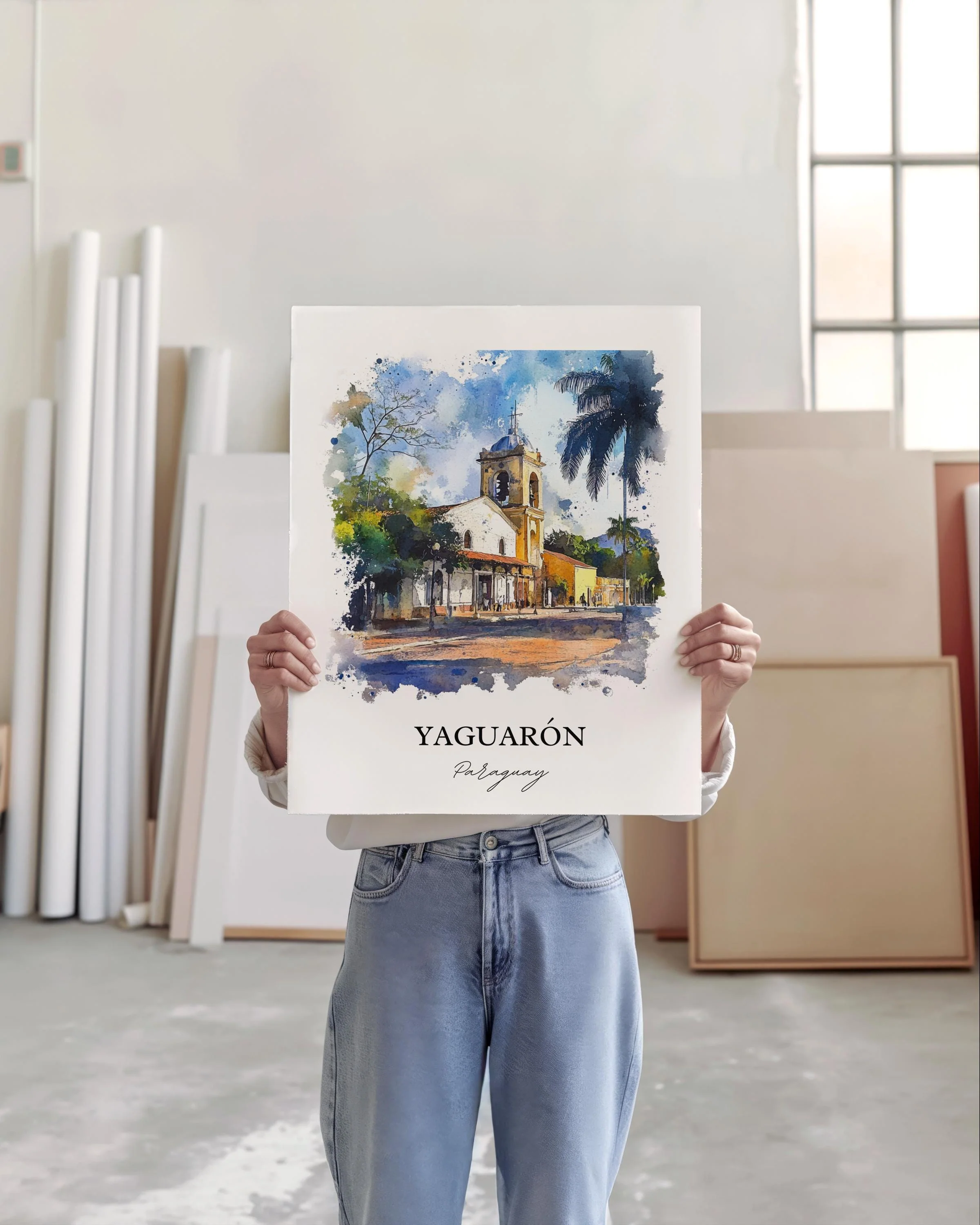 Yaguarón, Paraguay – Watercolor Art Print - Image 4