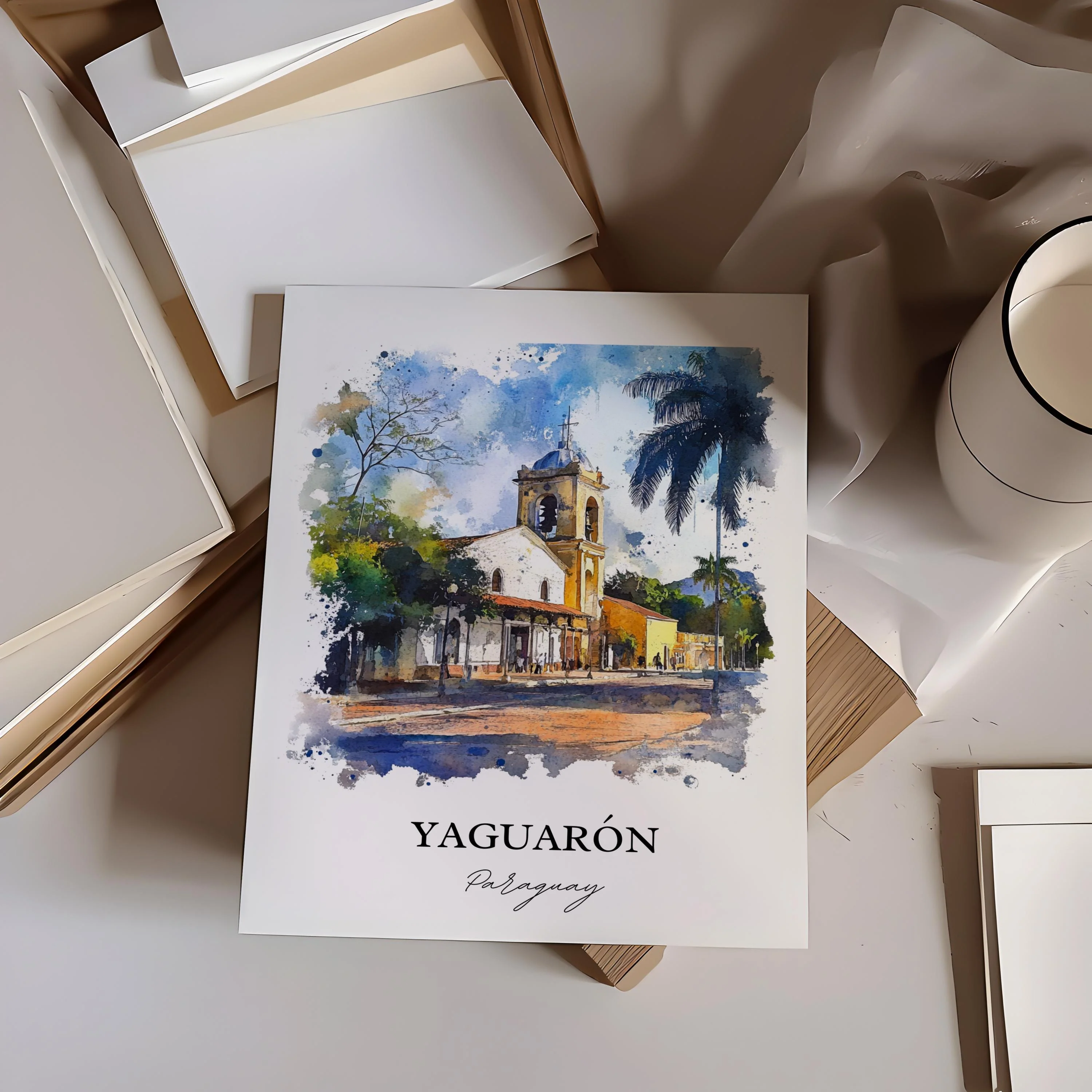 Yaguarón, Paraguay – Watercolor Art Print - Image 5