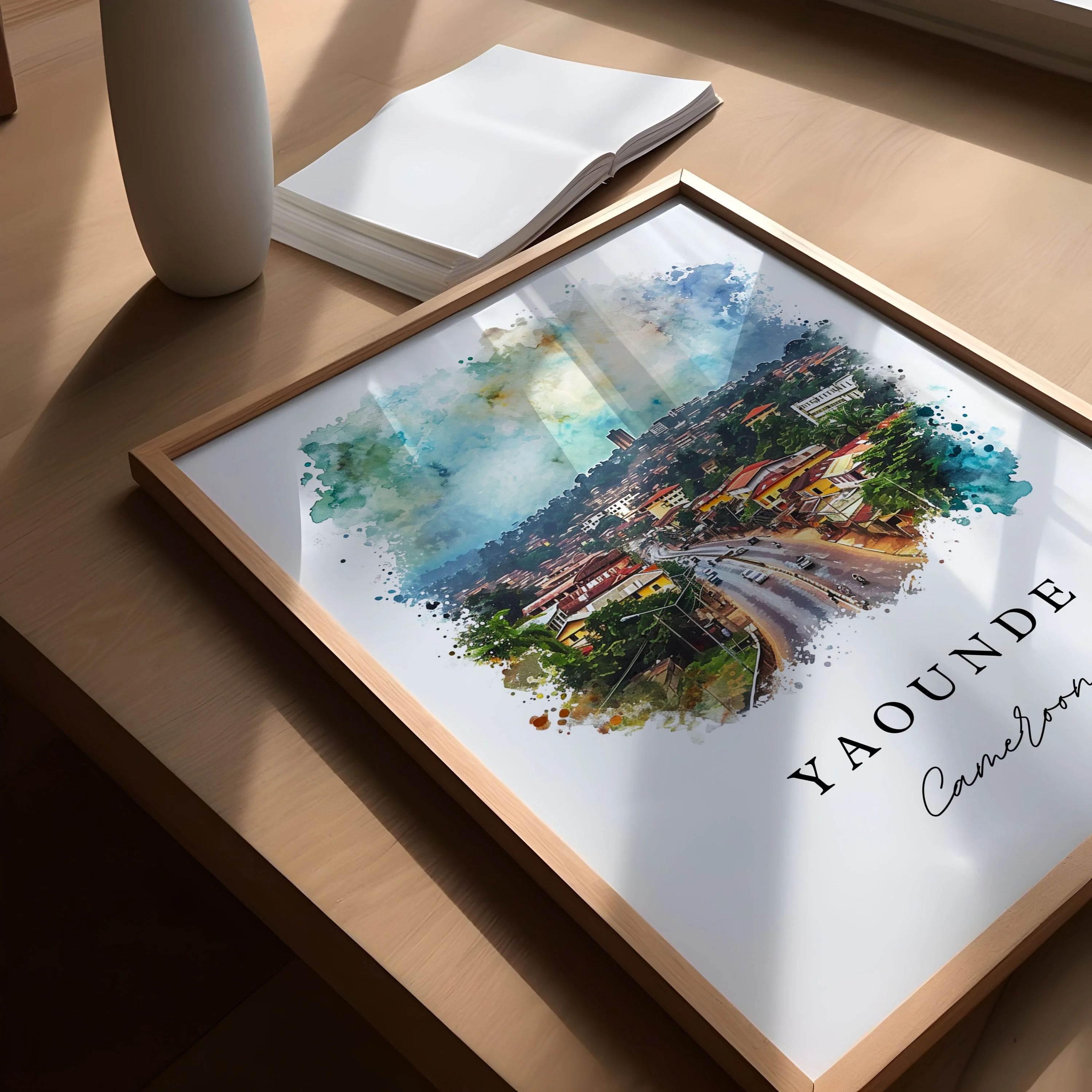 Yaounde, Cameroon – Watercolor Art Print - Image 3