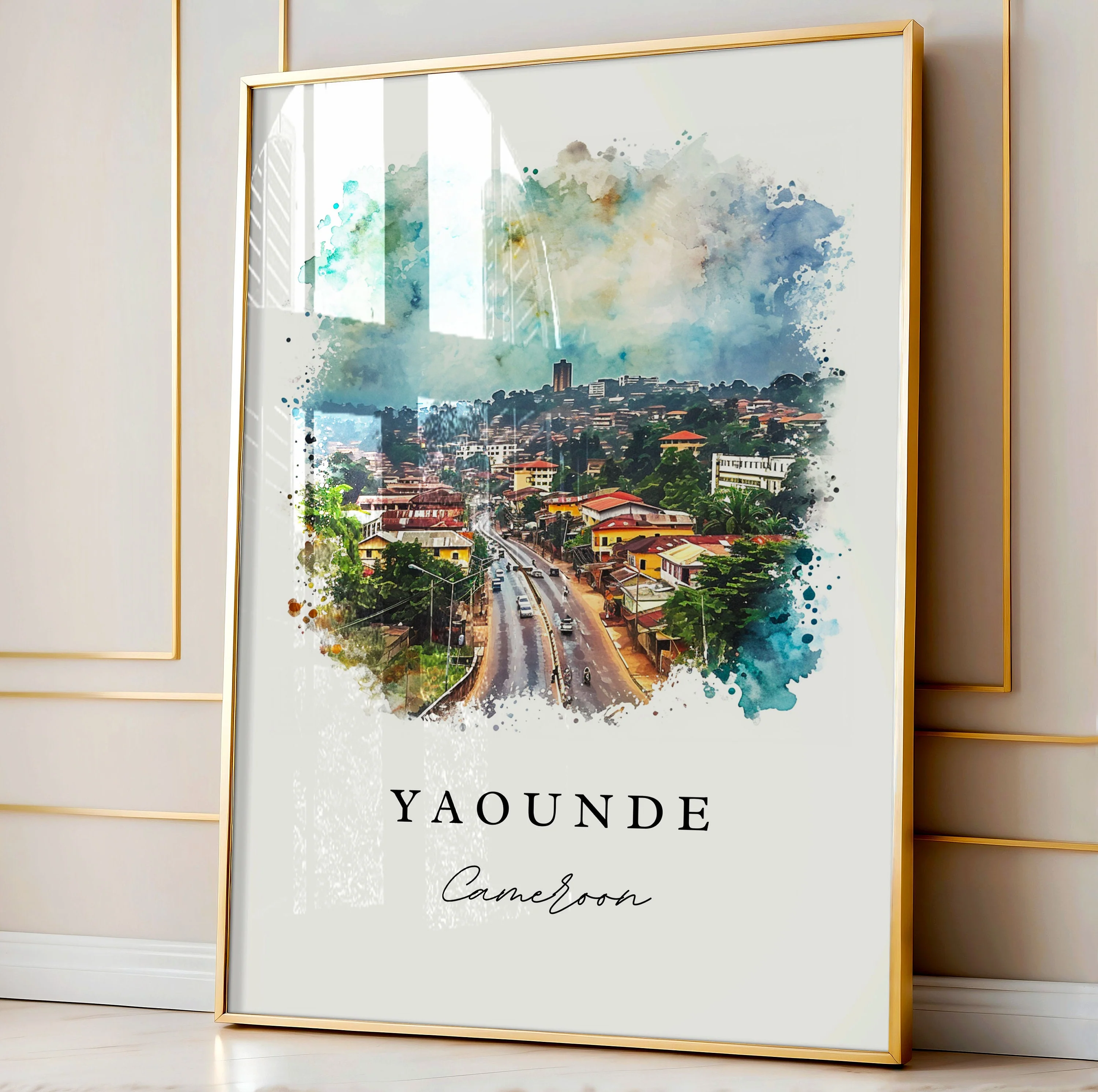 Yaounde, Cameroon – Watercolor Art Print - Image 4