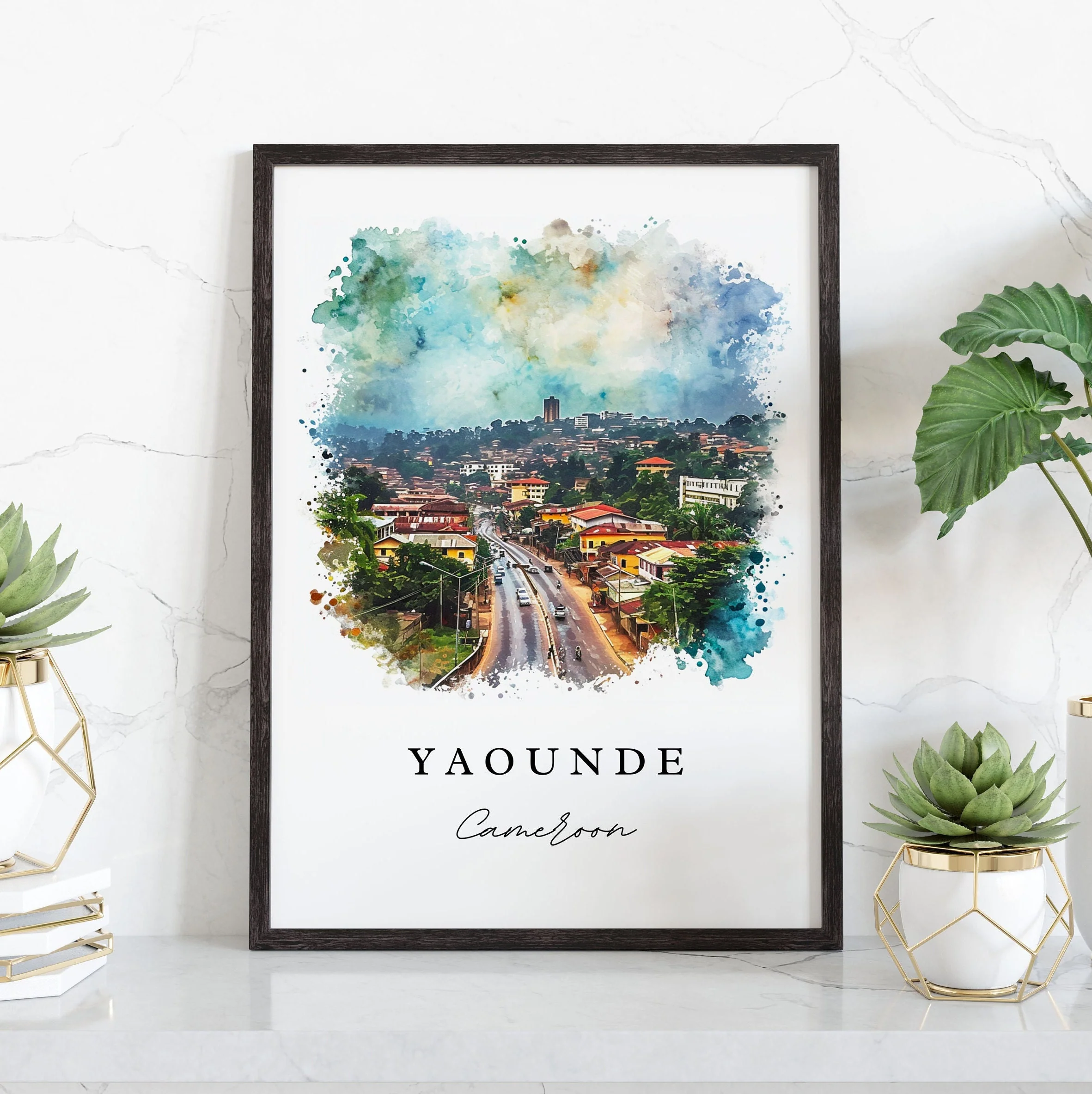 Yaounde, Cameroon – Watercolor Art Print - Image 5