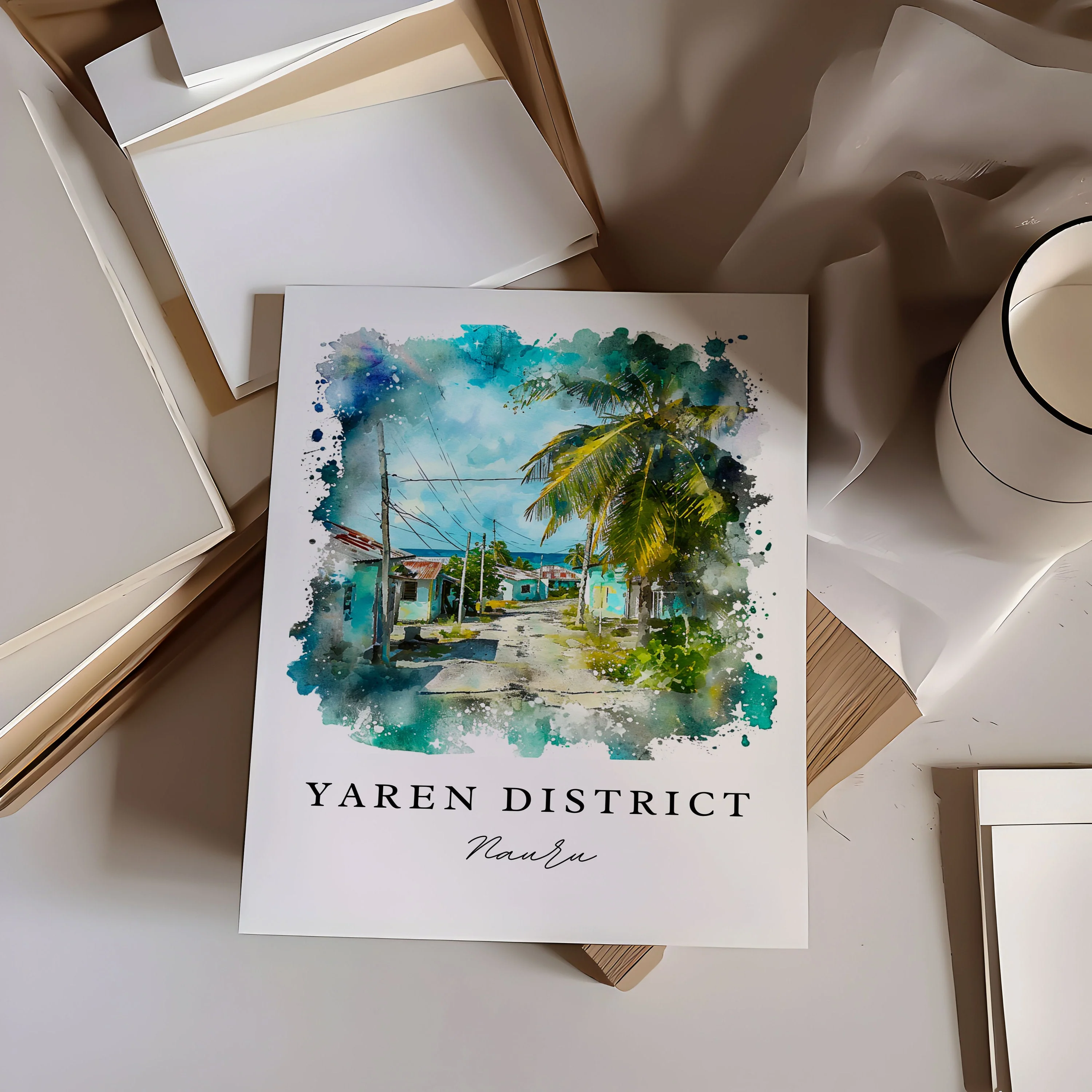 Yaren District, Nauru – Watercolor Art Print - Image 2