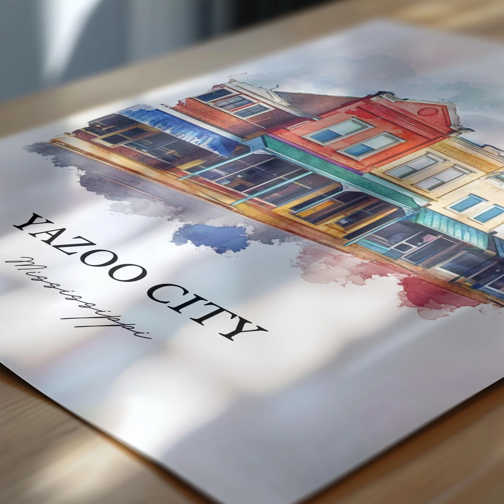 Yazoo City, Mississippi, USA – Watercolor Art Print - Image 2
