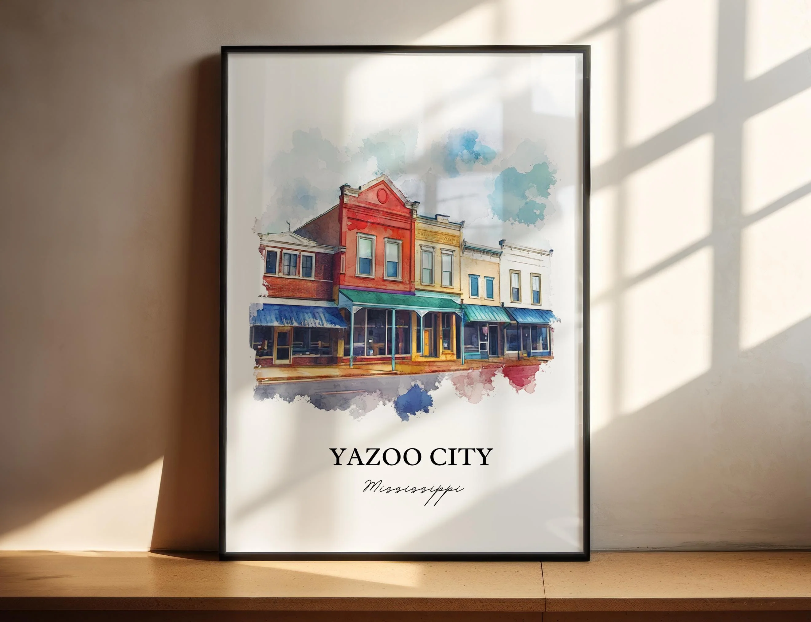 Yazoo City, Mississippi, USA – Watercolor Art Print - Image 3