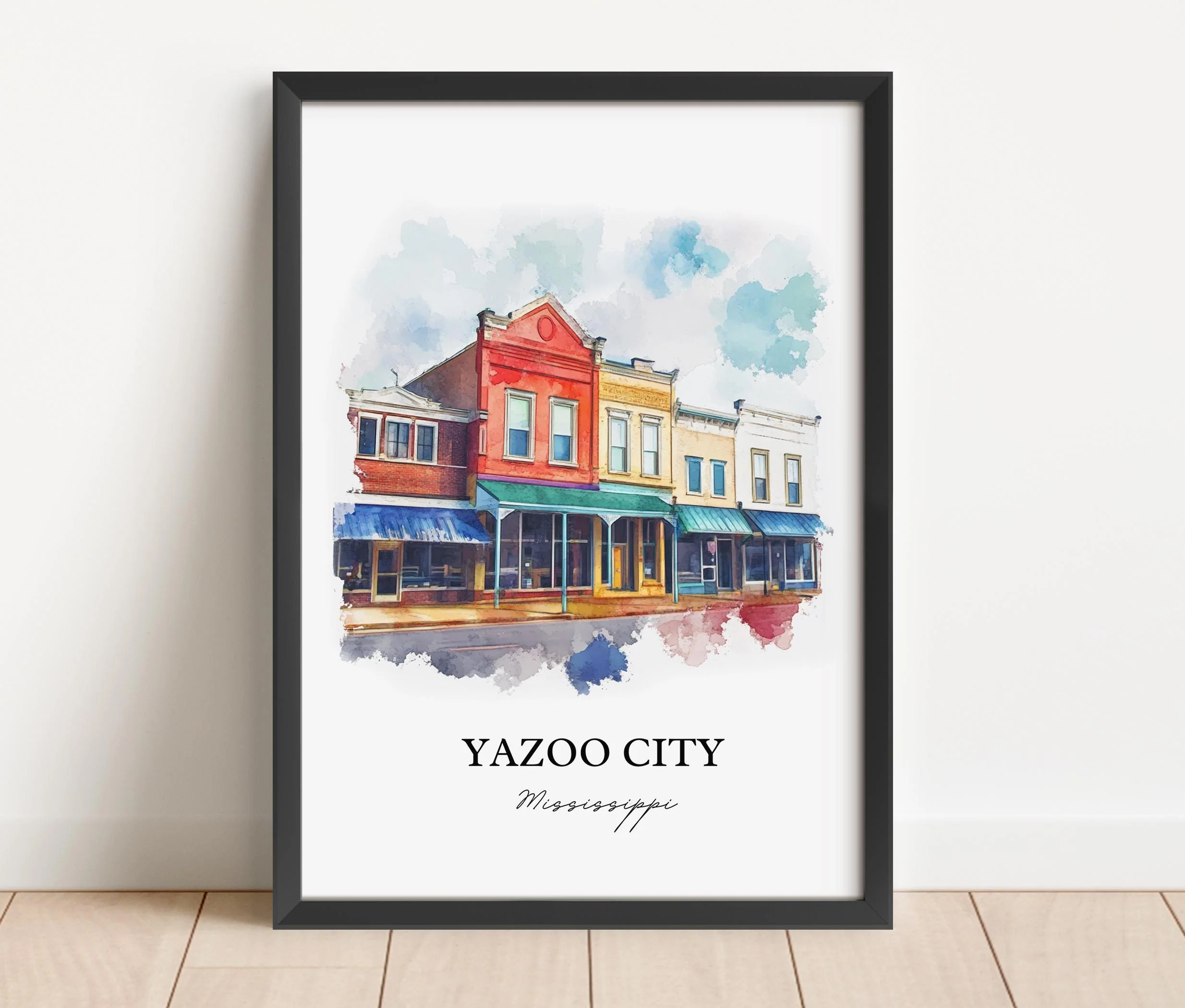 Yazoo City, Mississippi, USA – Watercolor Art Print - Image 5