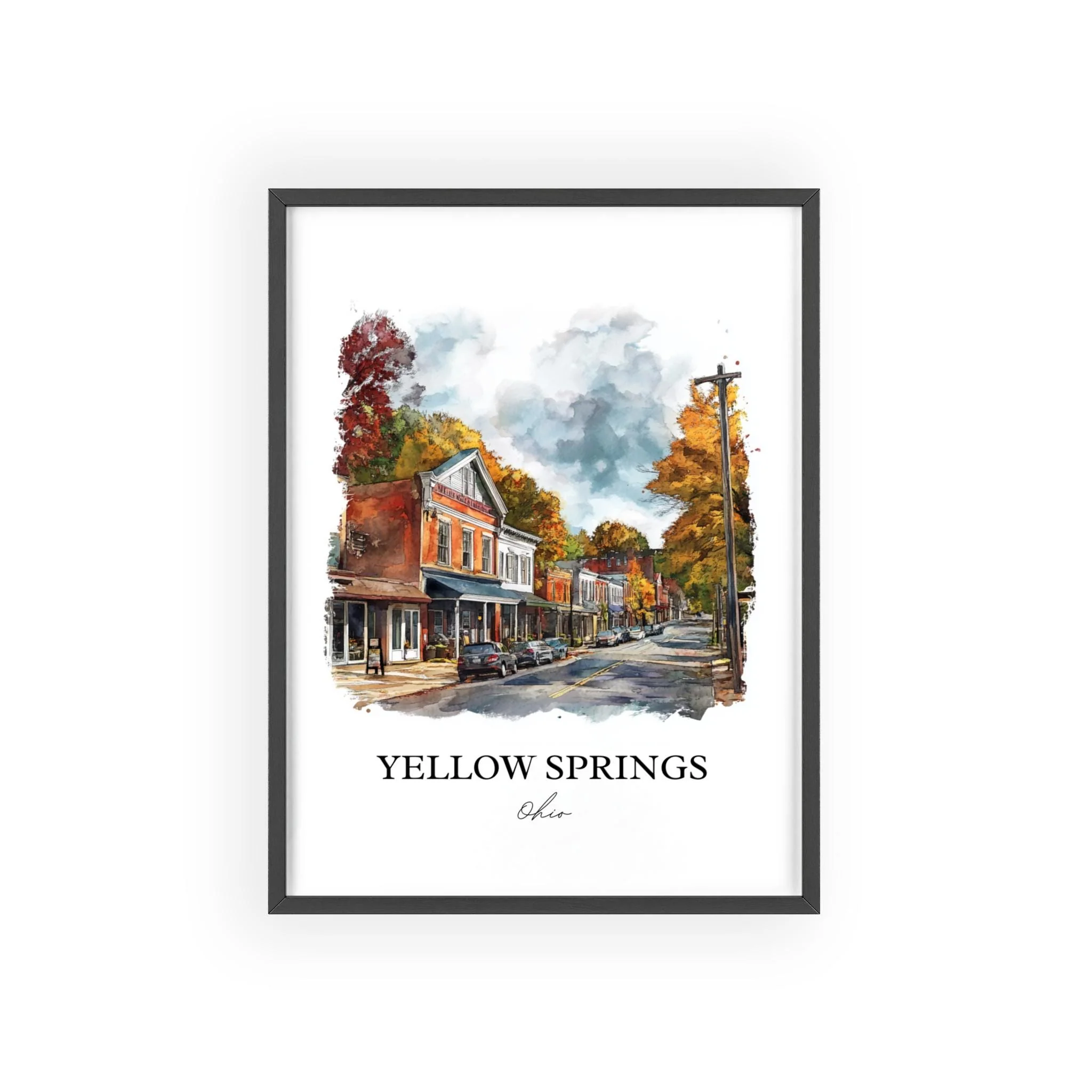 Yellow Springs, OH, USA – Watercolor Art Print - Image 7