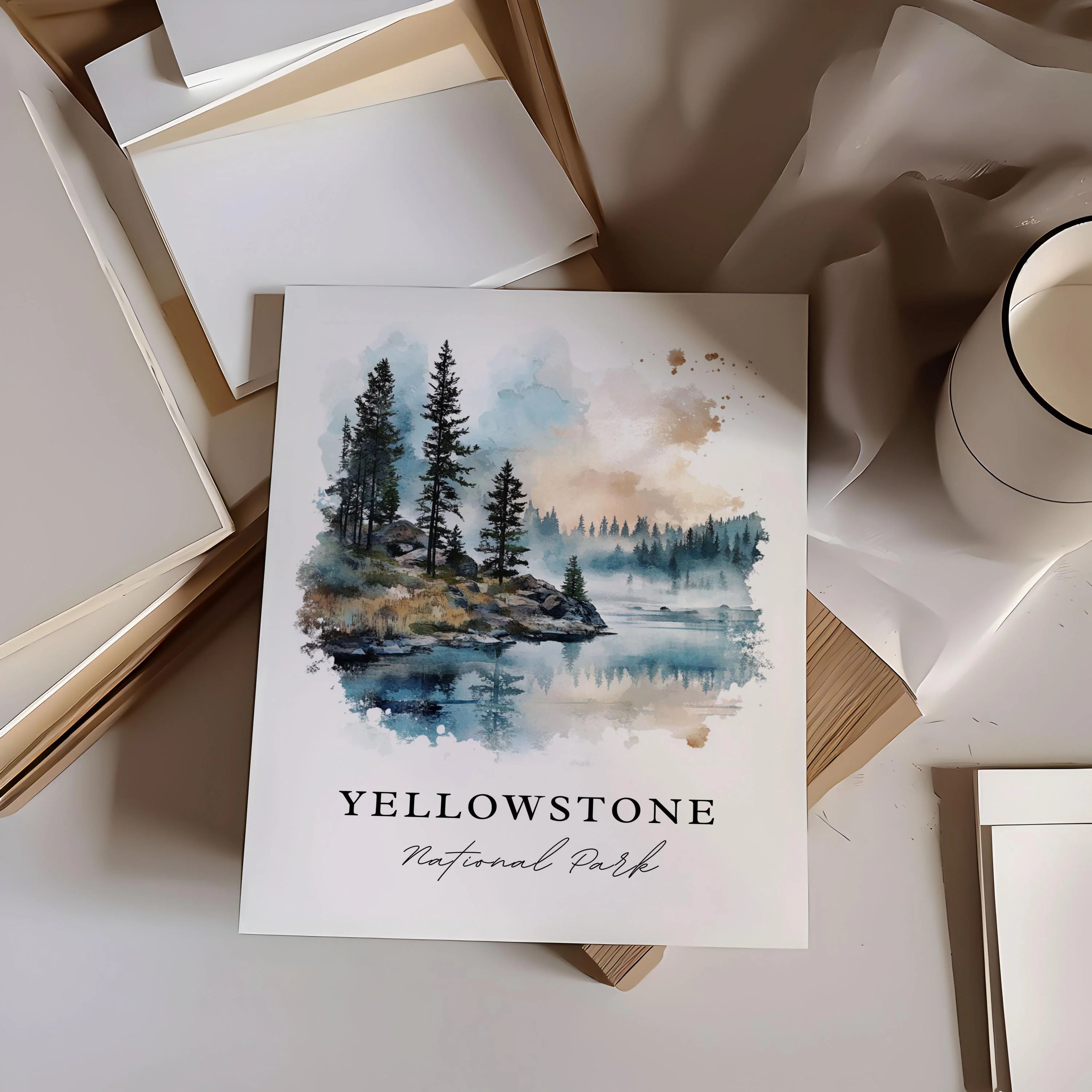 Yellowstone, USA – Watercolor Art Print - Image 2