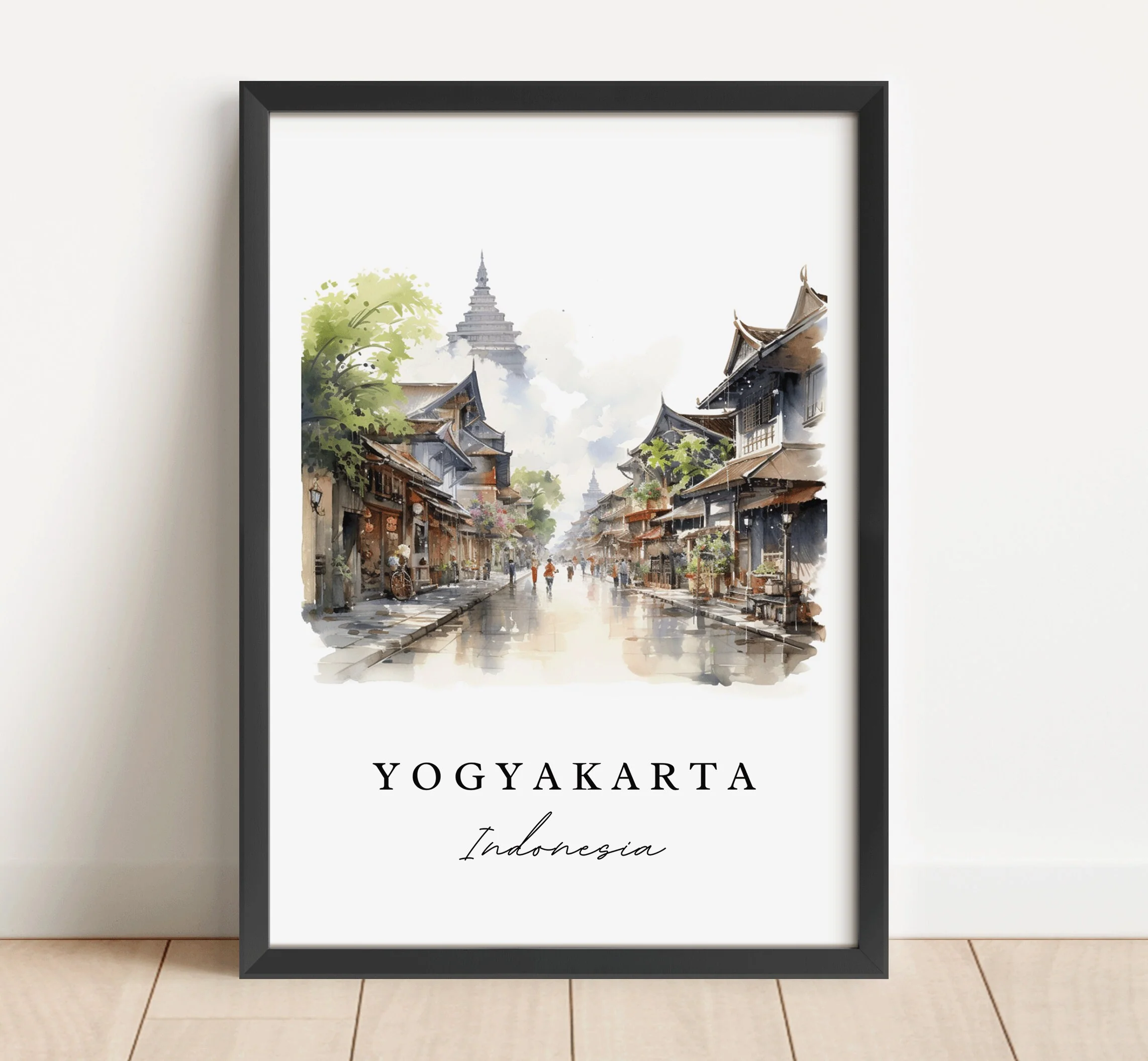 Yogyakarta, Indonesia – Watercolor Art Print