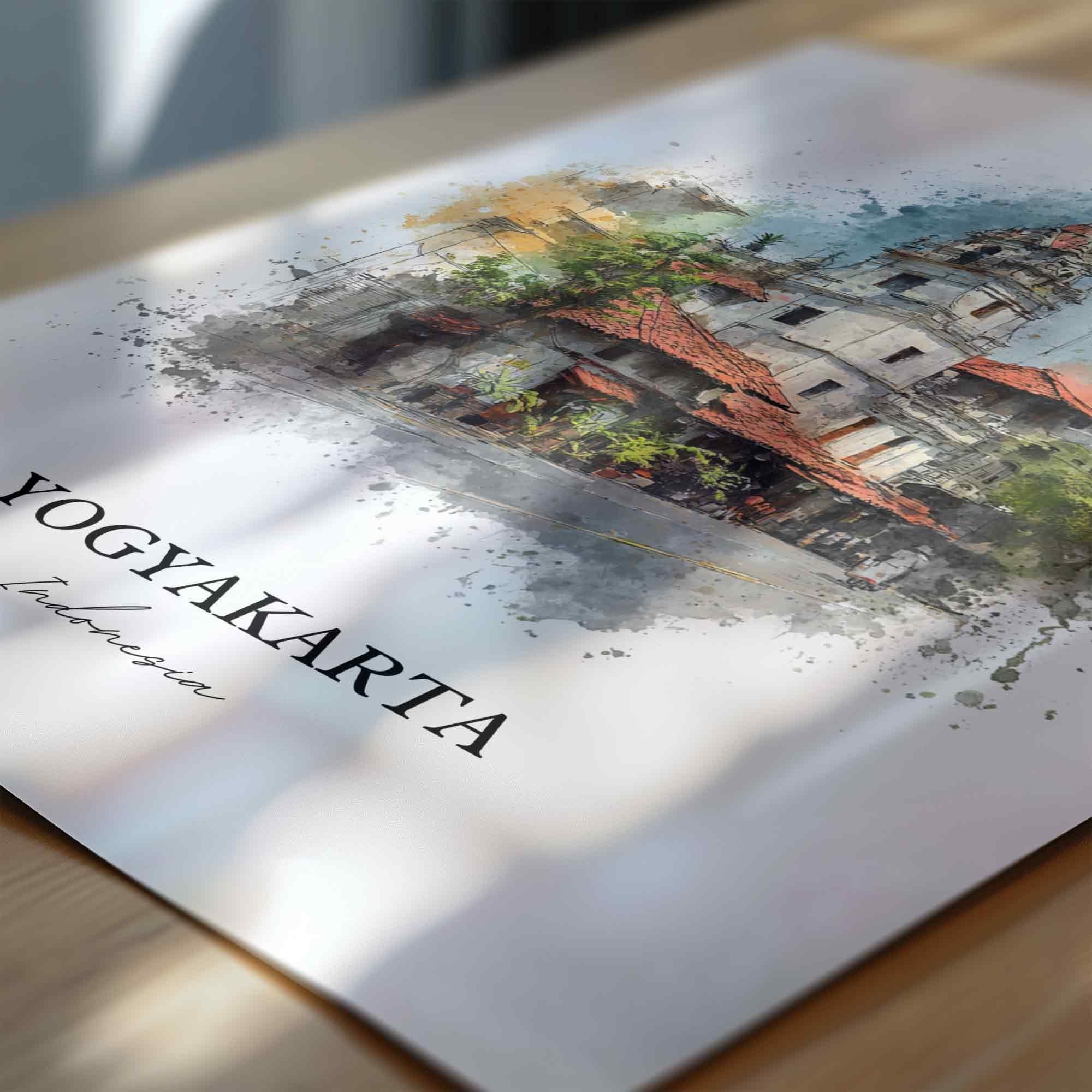 Yogyakarta, Indonesia – Watercolor Art Print - Image 2