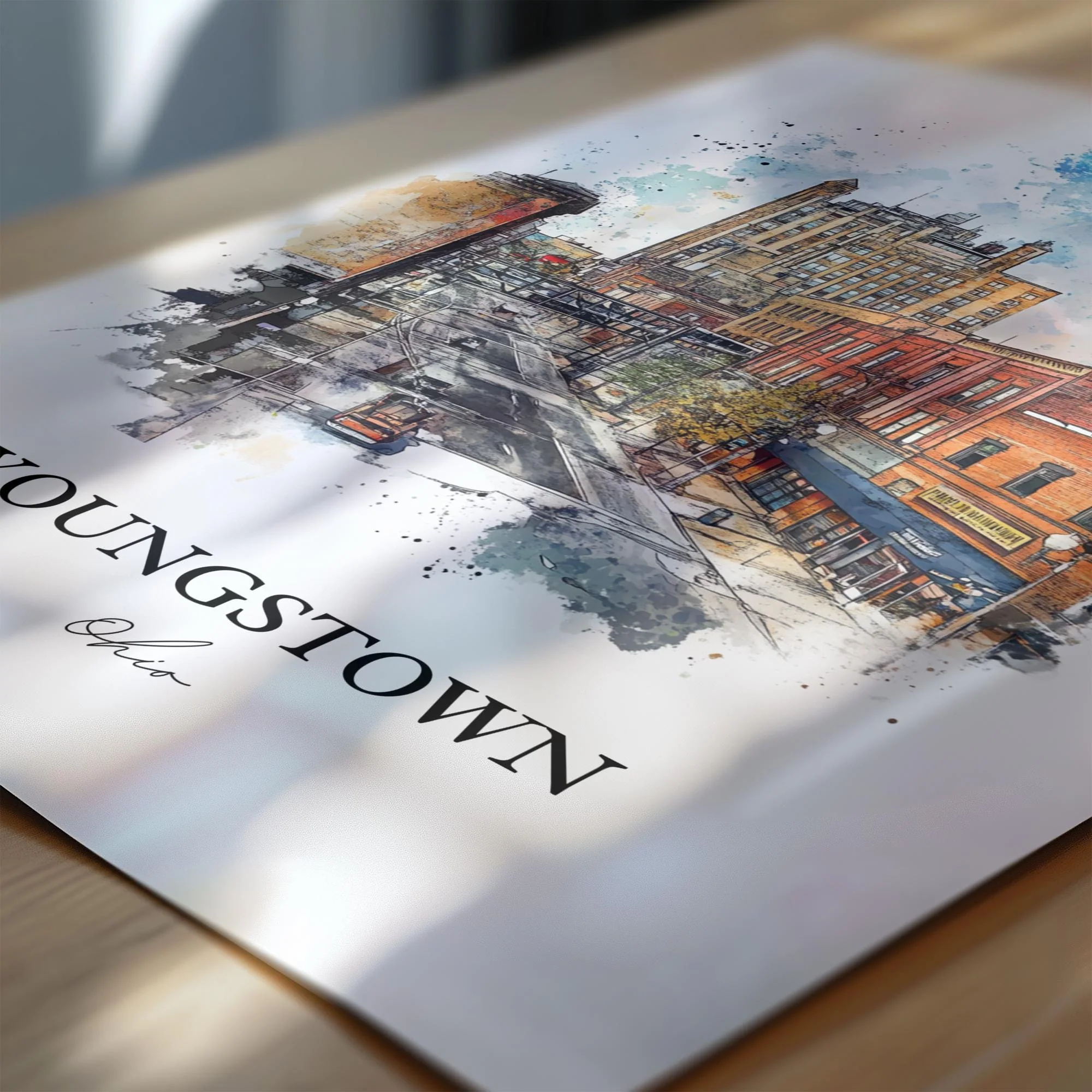Youngstown, Ohio, USA – Watercolor Art Print - Image 2