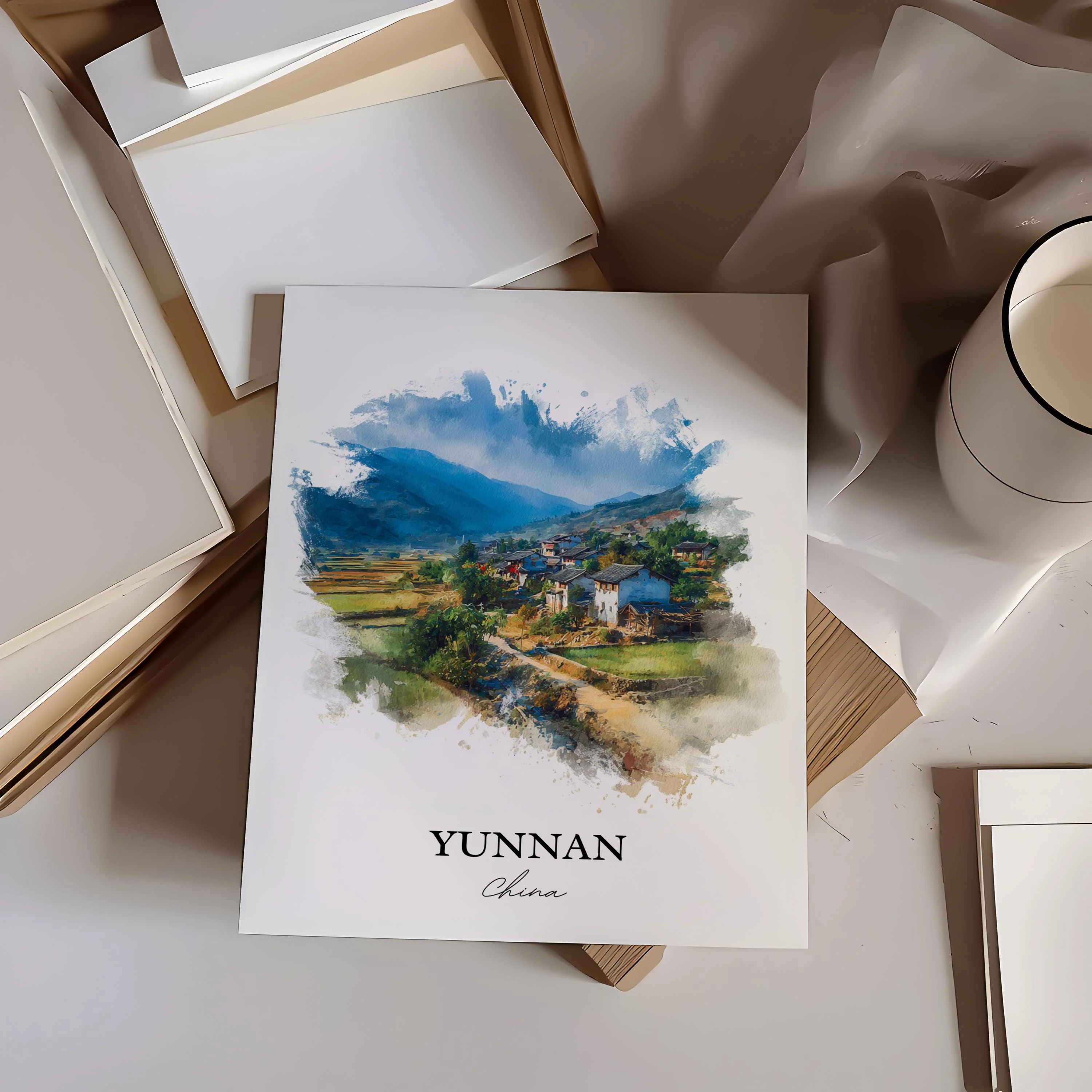 Yunnan, China – Watercolor Art Print - Image 4