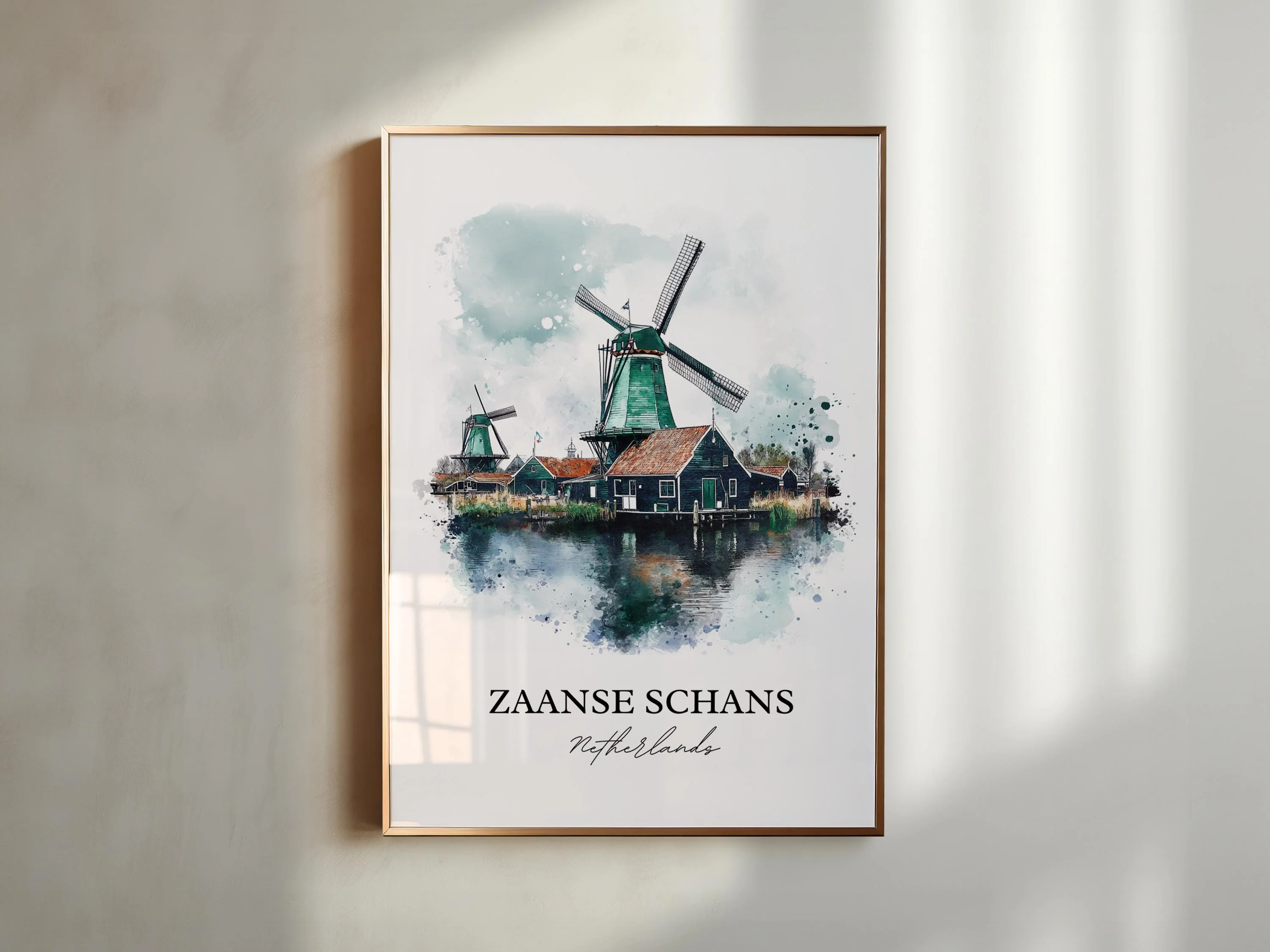 Zaanse Schans, Netherlands – Watercolor Art Print - Image 3