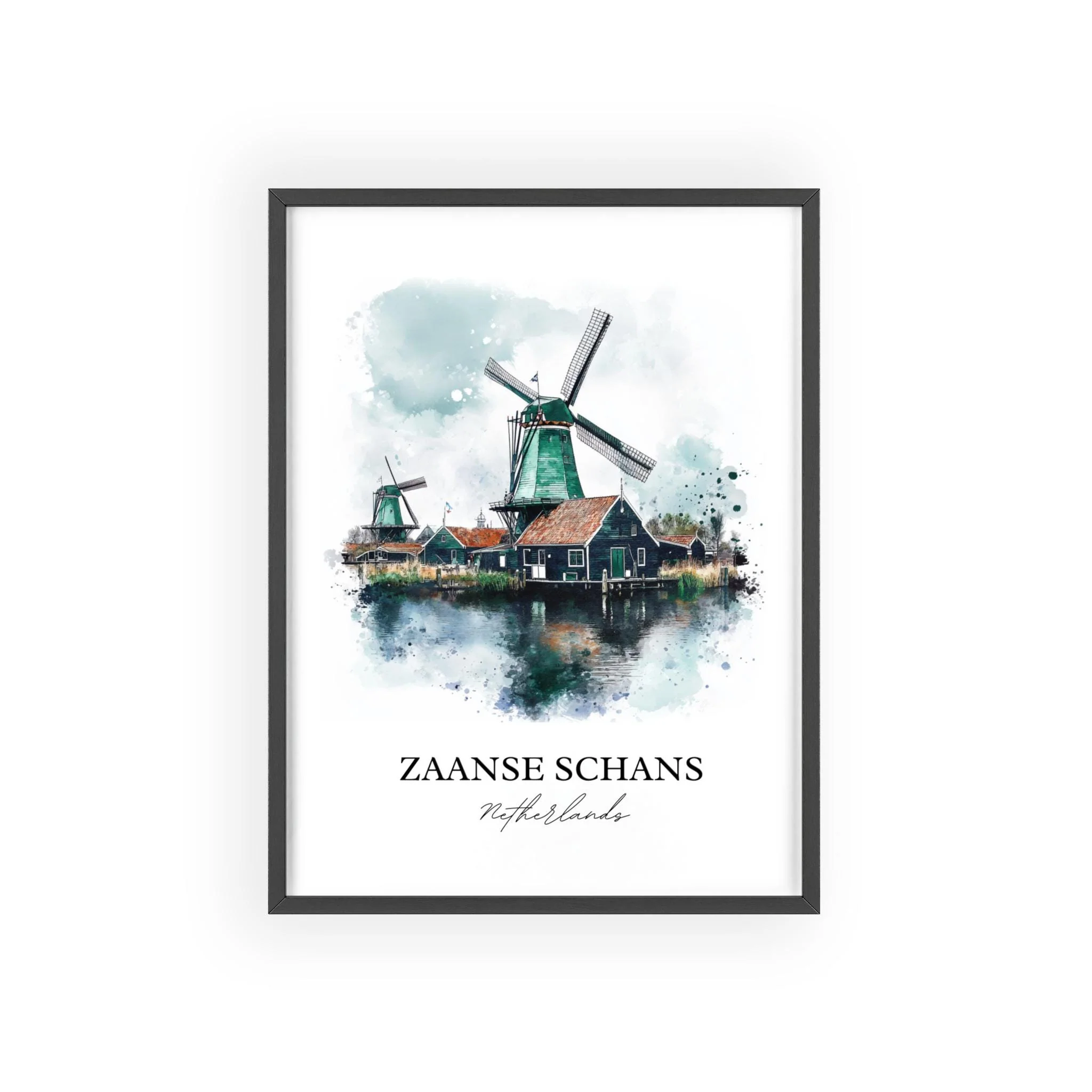 Zaanse Schans, Netherlands – Watercolor Art Print - Image 7