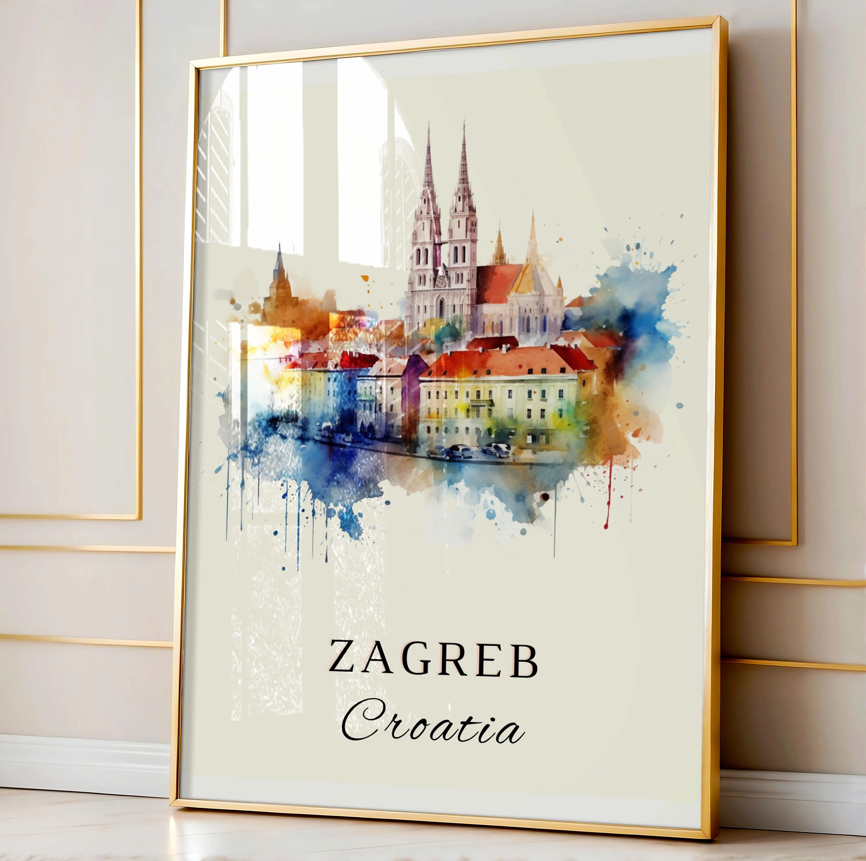 Zagreb, Croatia – Watercolor Art Print