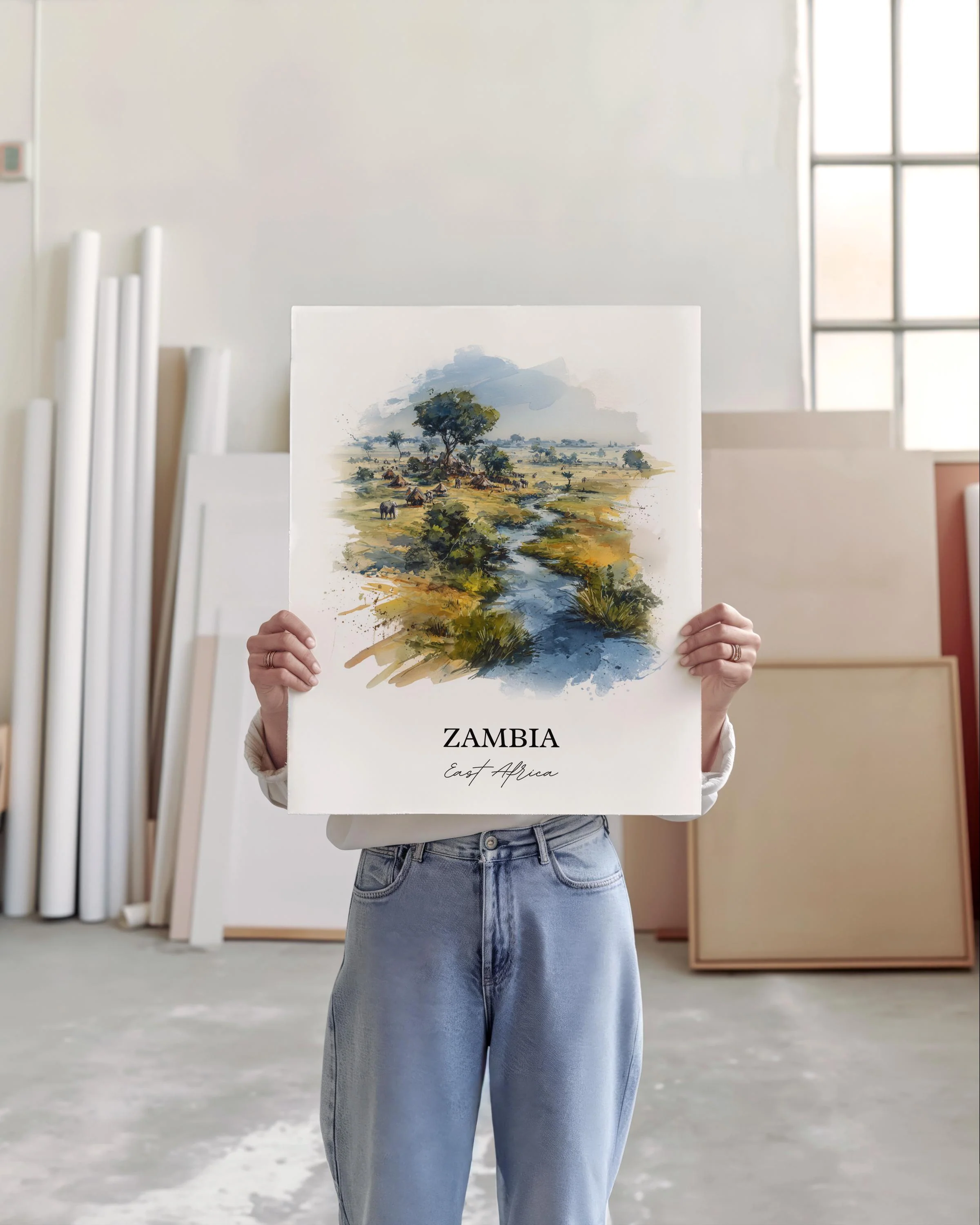 Zambia, Zambia – Watercolor Art Print - Image 3