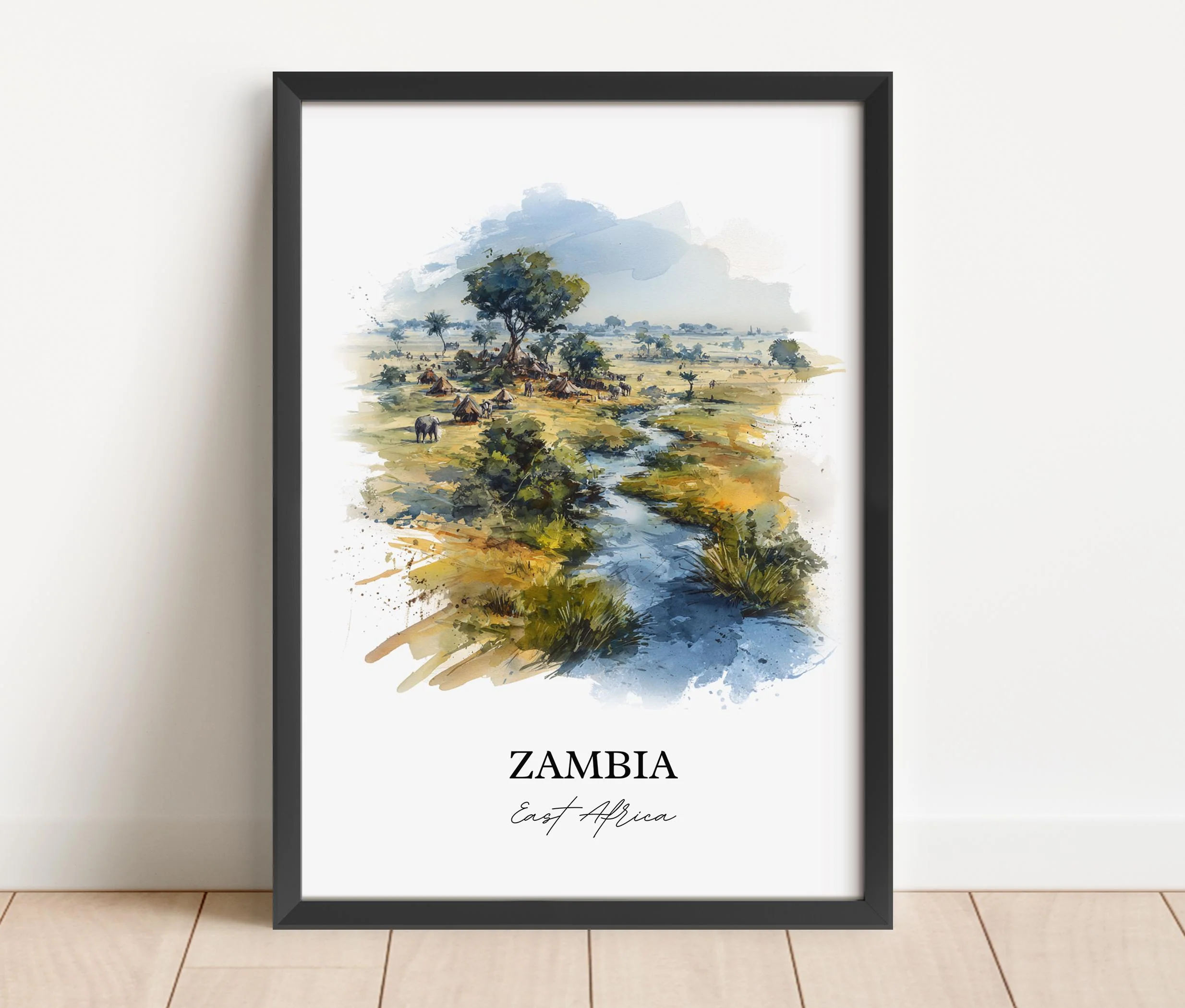 Zambia, Zambia – Watercolor Art Print - Image 6