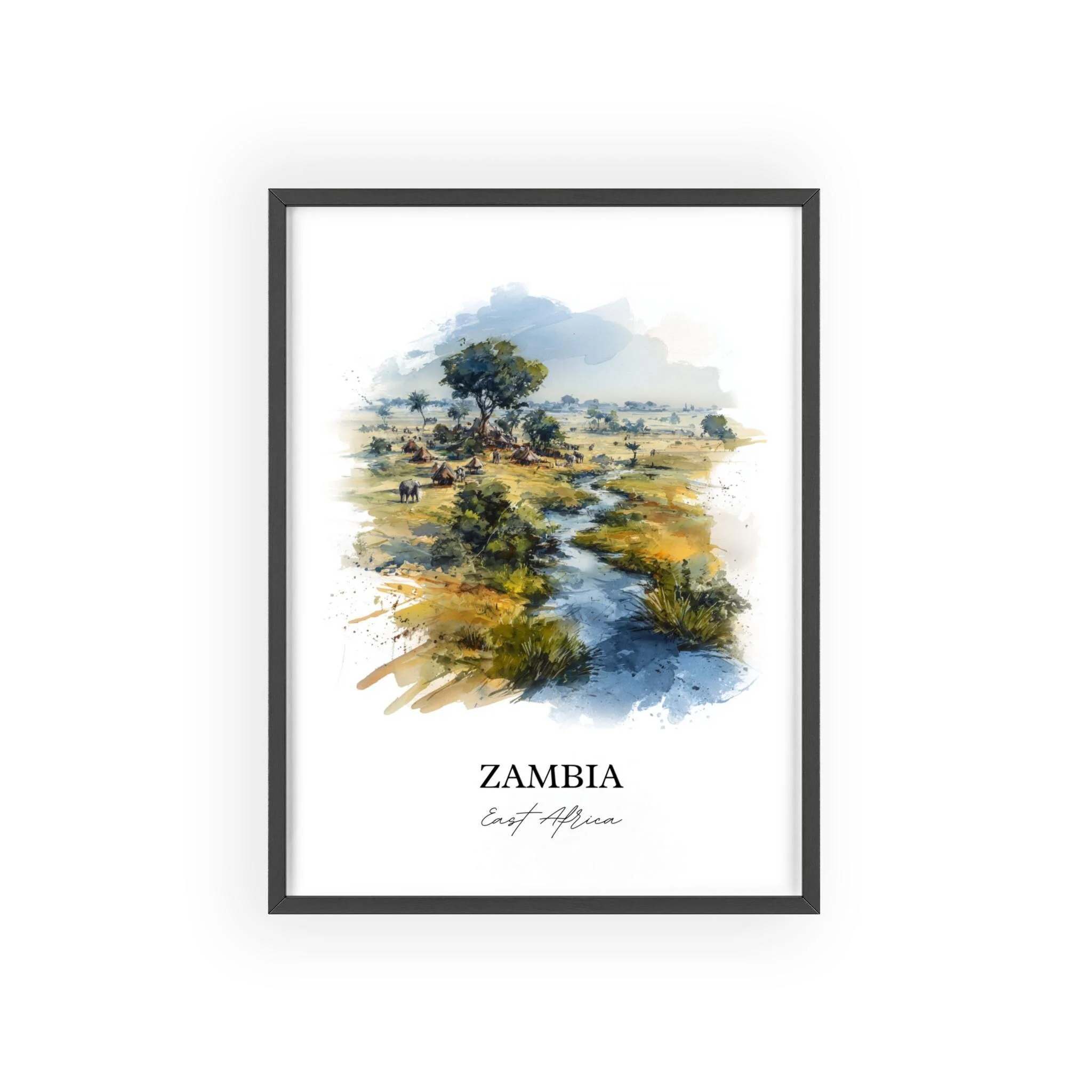 Zambia, Zambia – Watercolor Art Print - Image 7