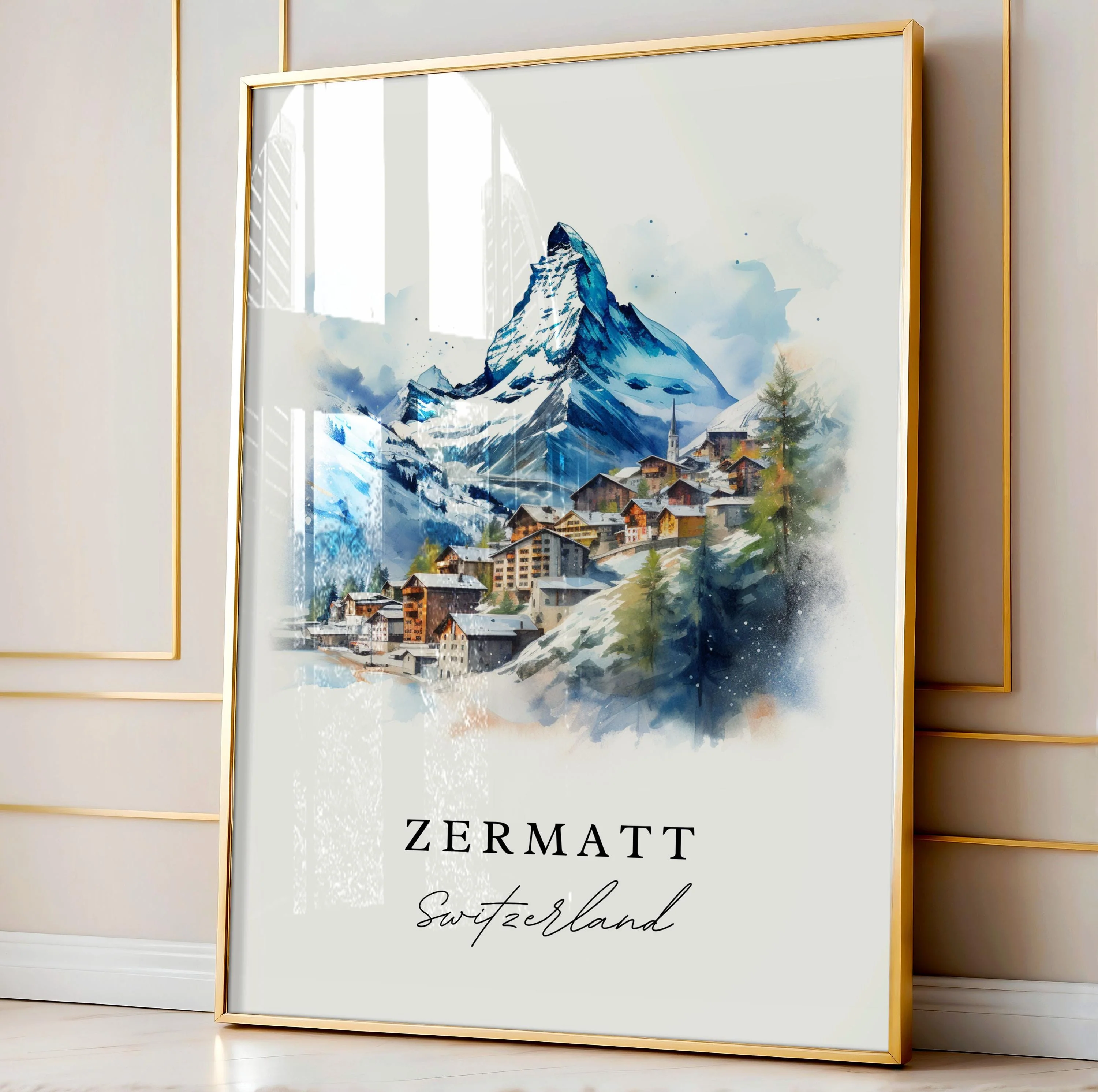 Zermatt, Switzerland – Watercolor Art Print - Image 4