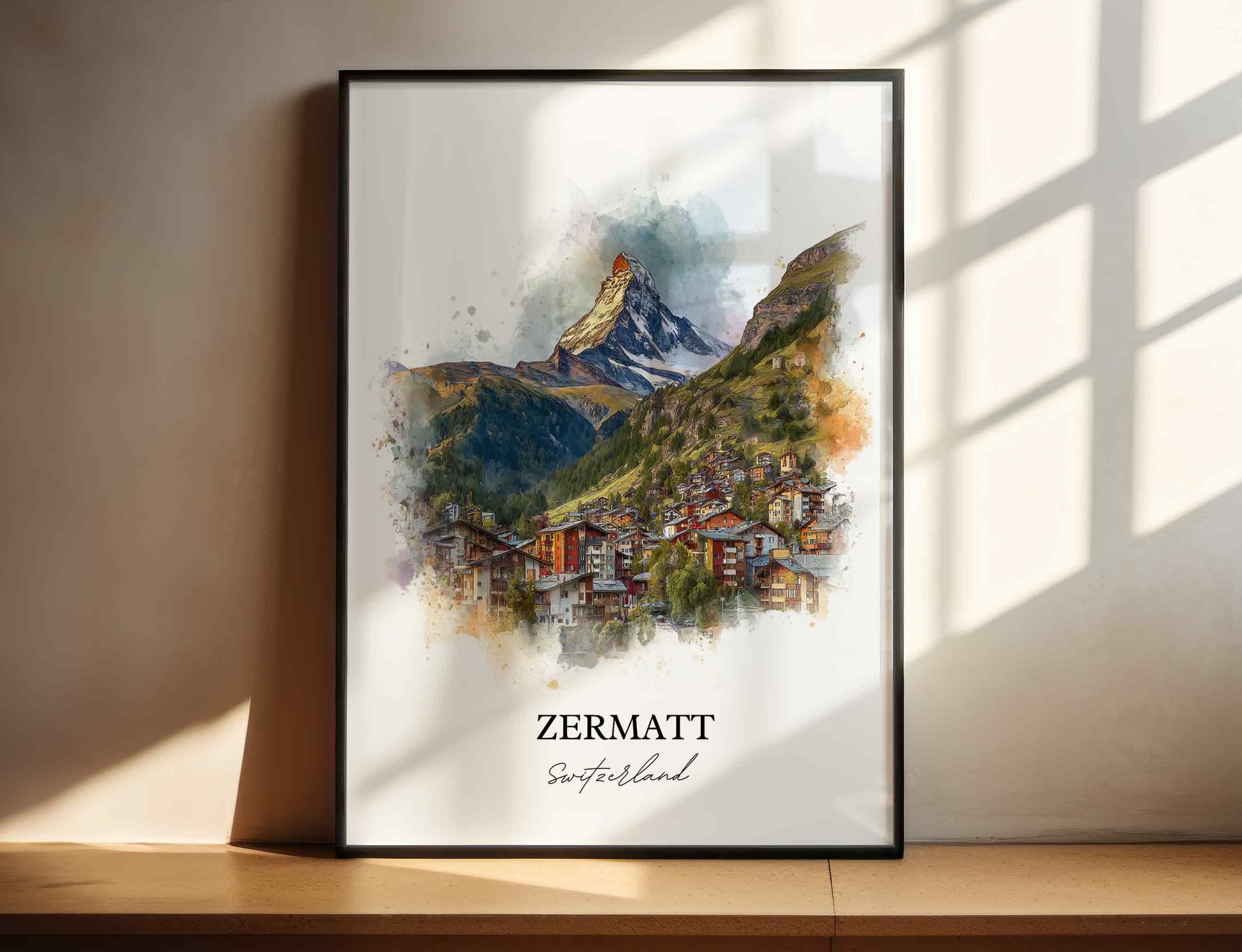 Zermatt, Switzerland – Watercolor Art Print