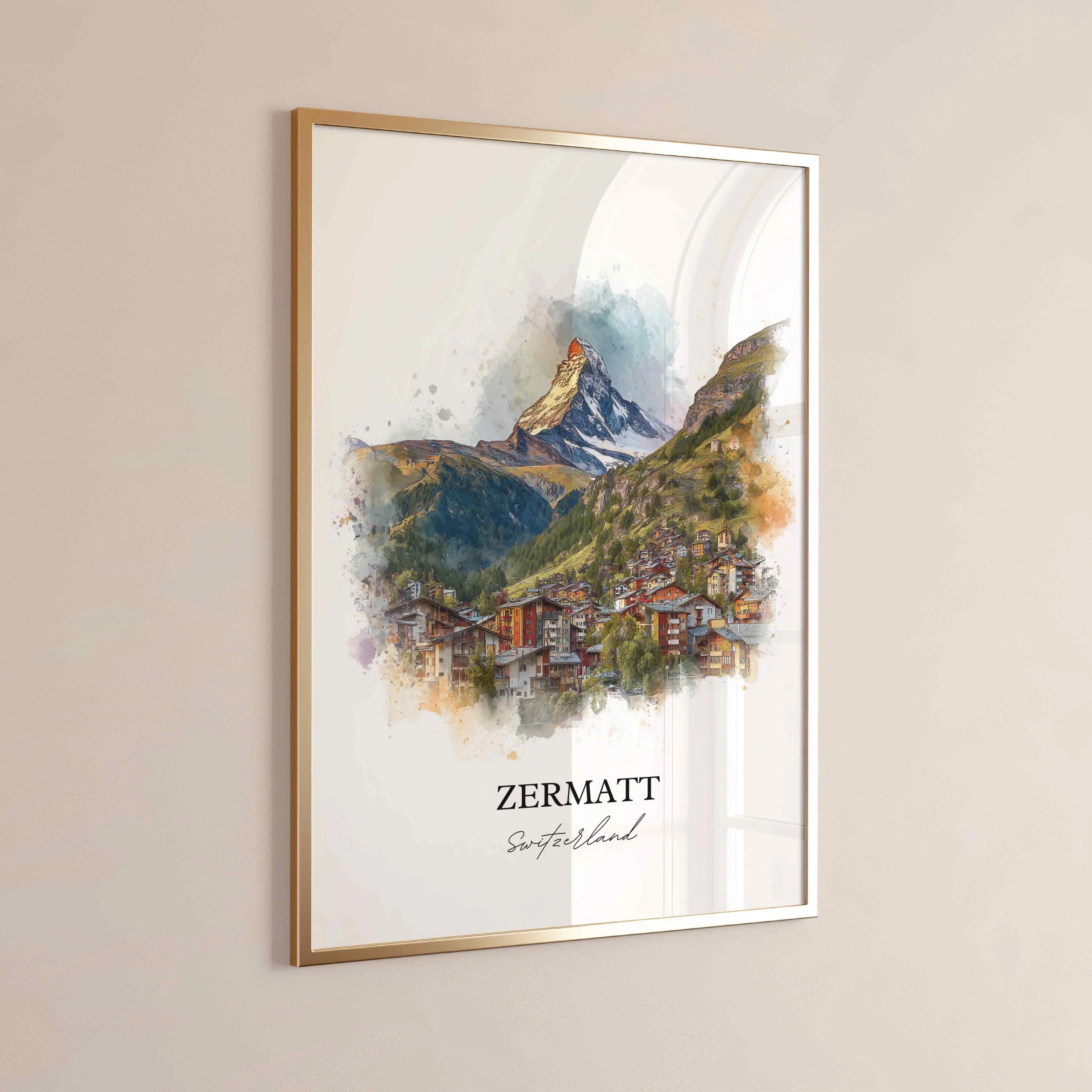 Zermatt, Switzerland – Watercolor Art Print - Image 6