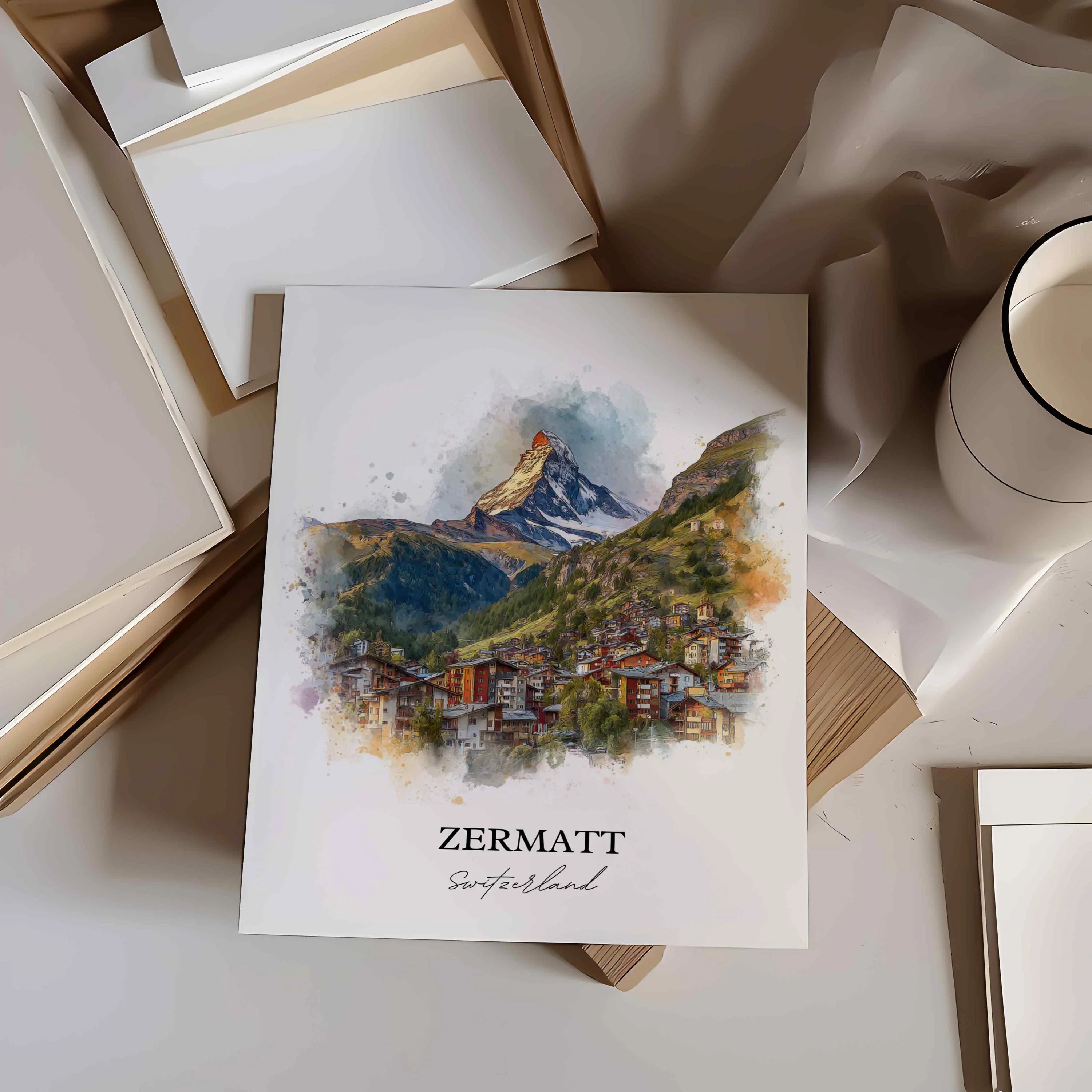 Zermatt, Switzerland – Watercolor Art Print - Image 9