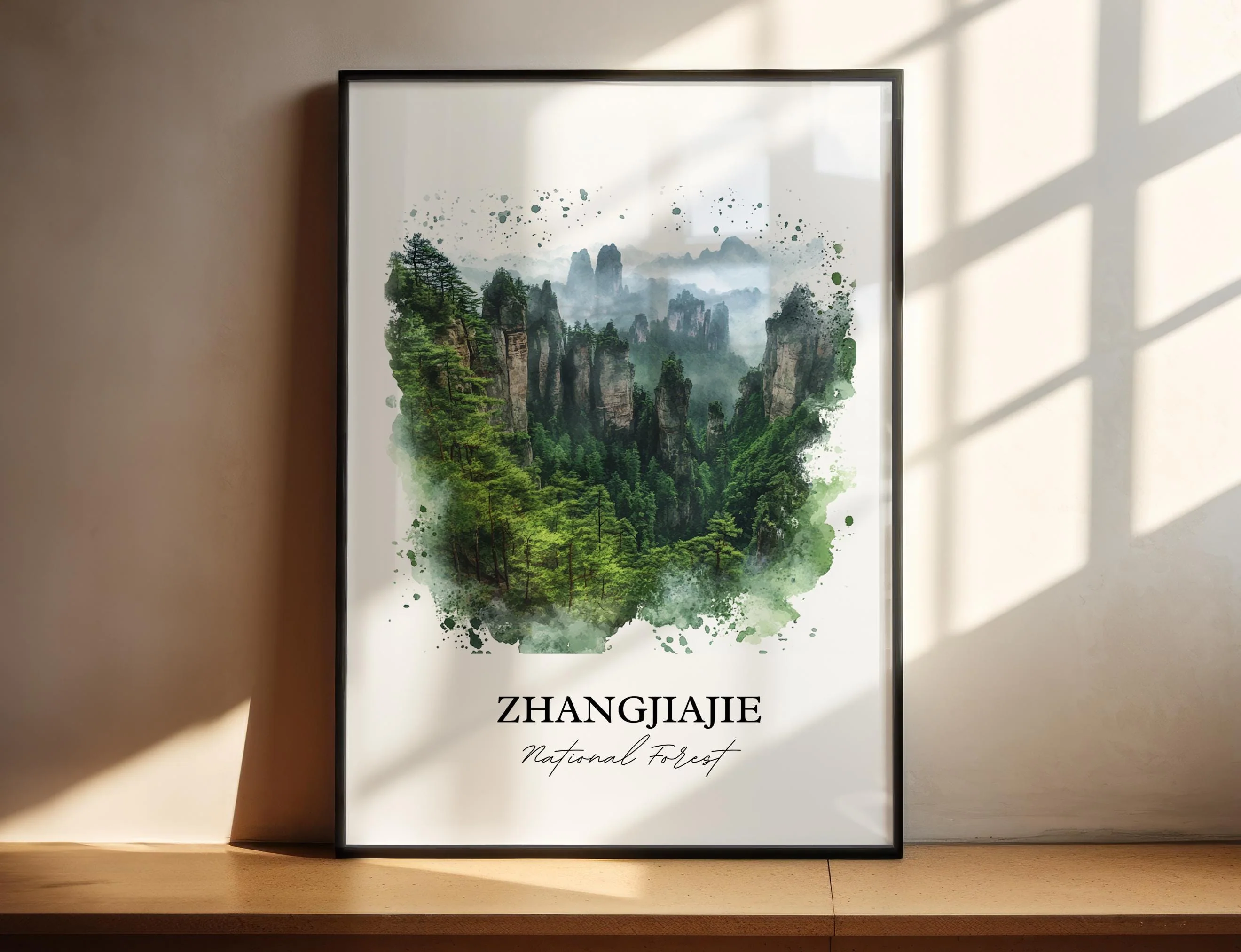 Zhangjiajie National Park, China – Watercolor Art Print