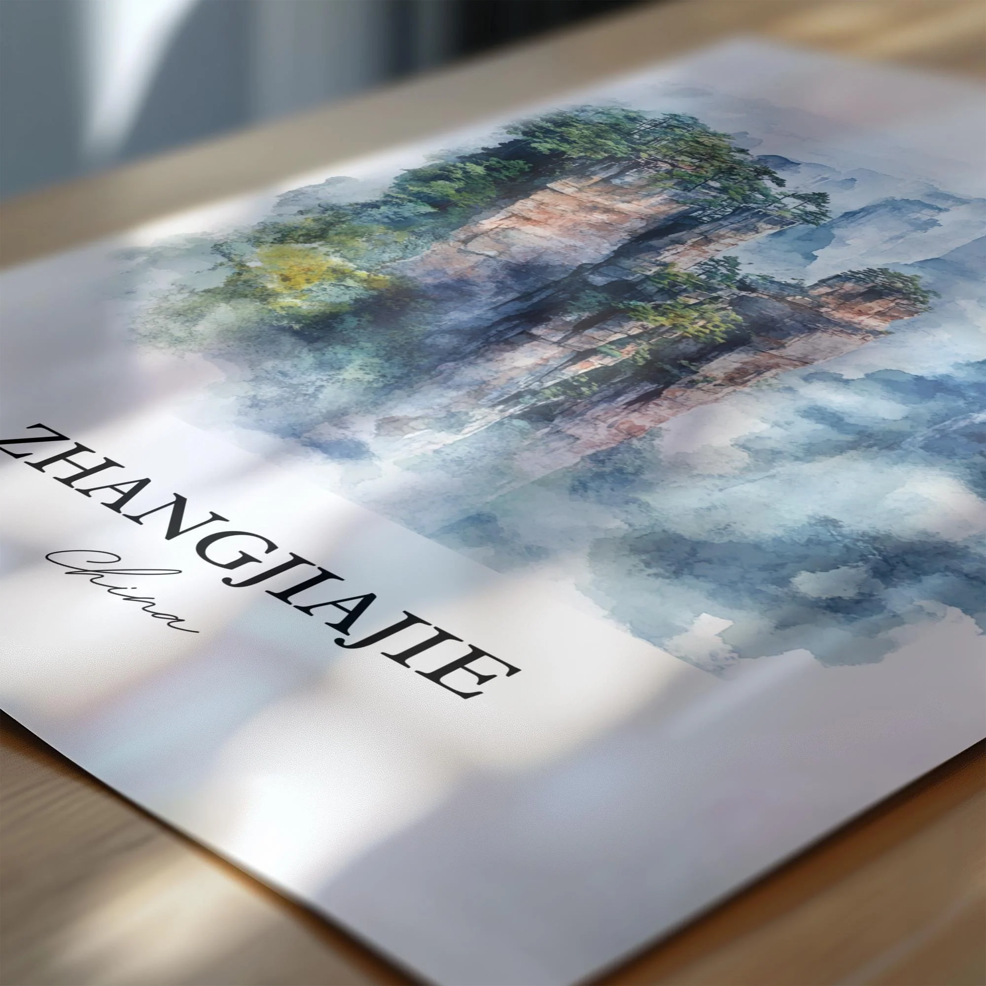 Zhangjiajie, China – Watercolor Art Print - Image 2