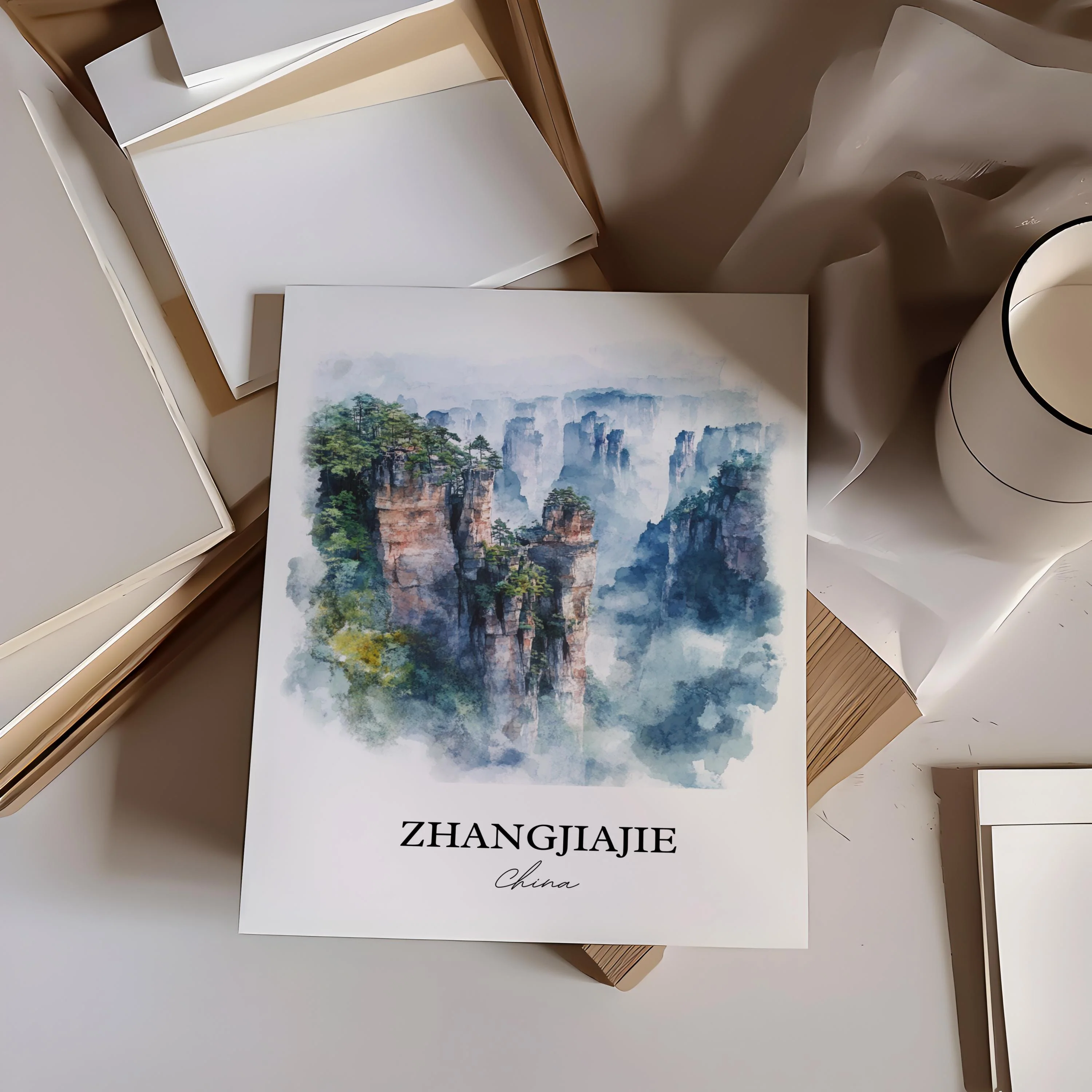 Zhangjiajie, China – Watercolor Art Print - Image 3