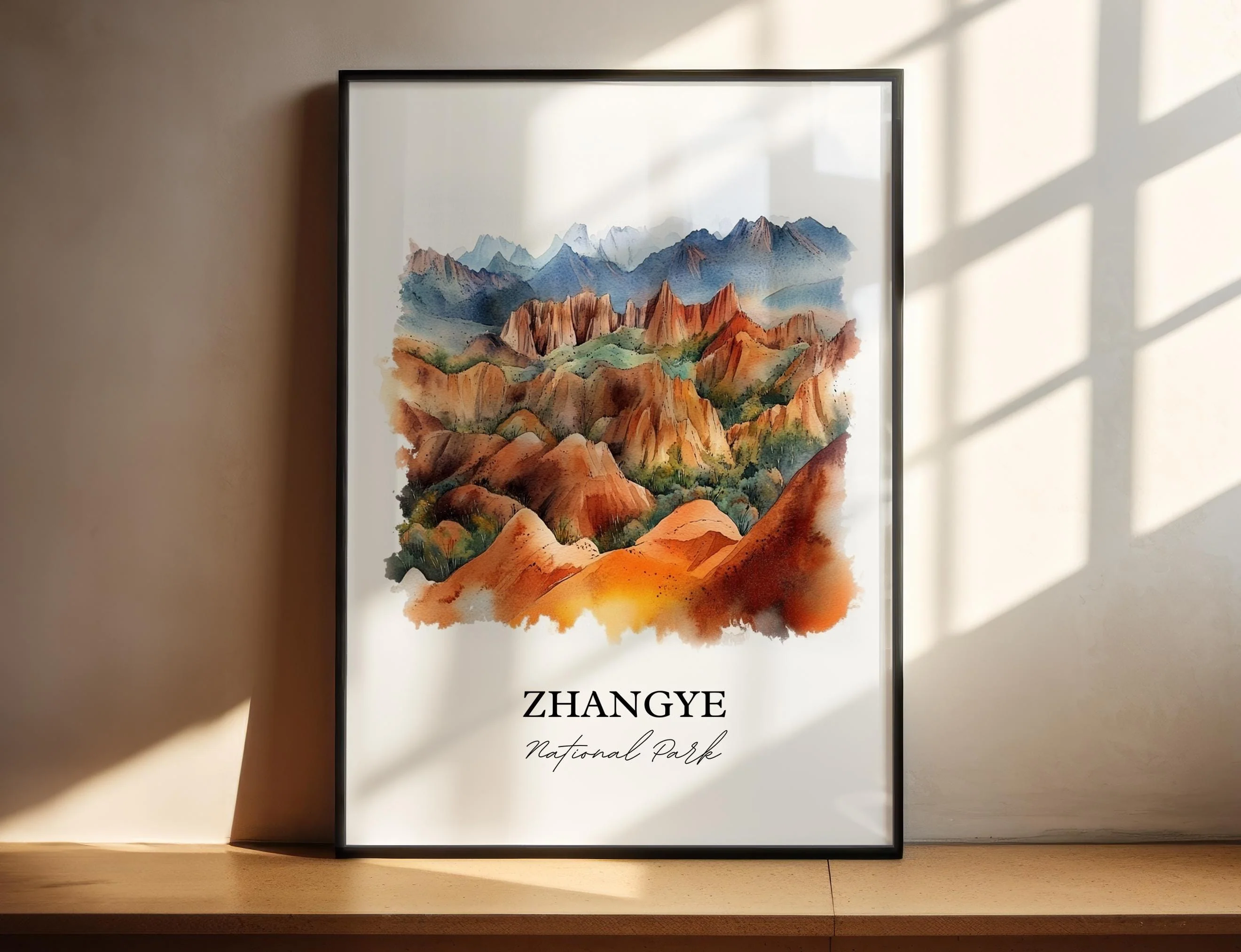 Zhangye National Park, China – Watercolor Art Print
